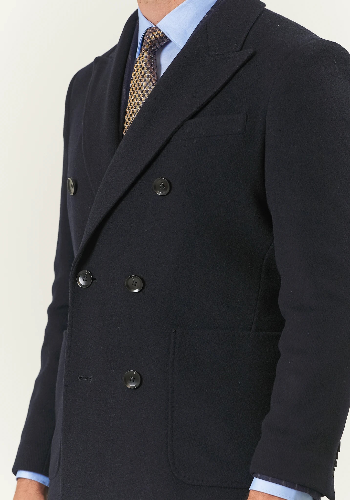 Cappotto blu doppiopetto misto lana resca-Angelico