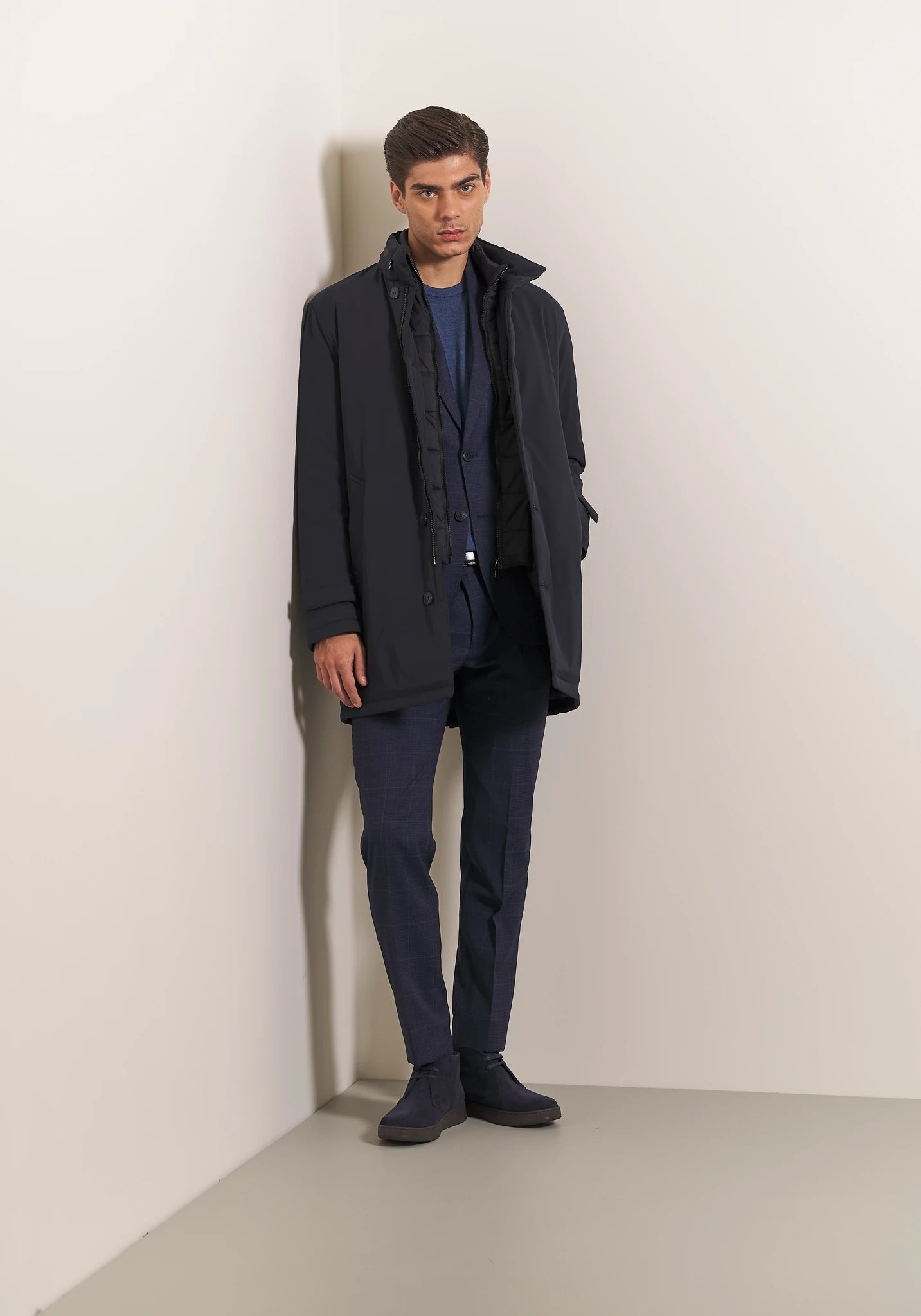 Cappotto tecnico blu impermeabile pettorina staccabile-Angelico