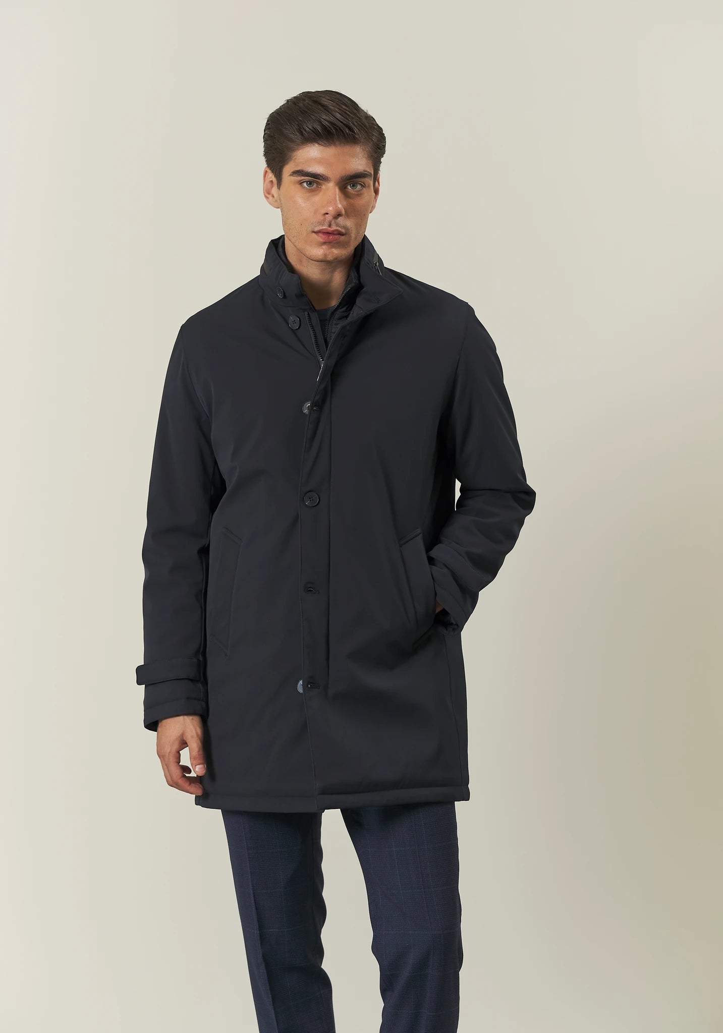 Cappotto tecnico blu impermeabile pettorina staccabile-Angelico