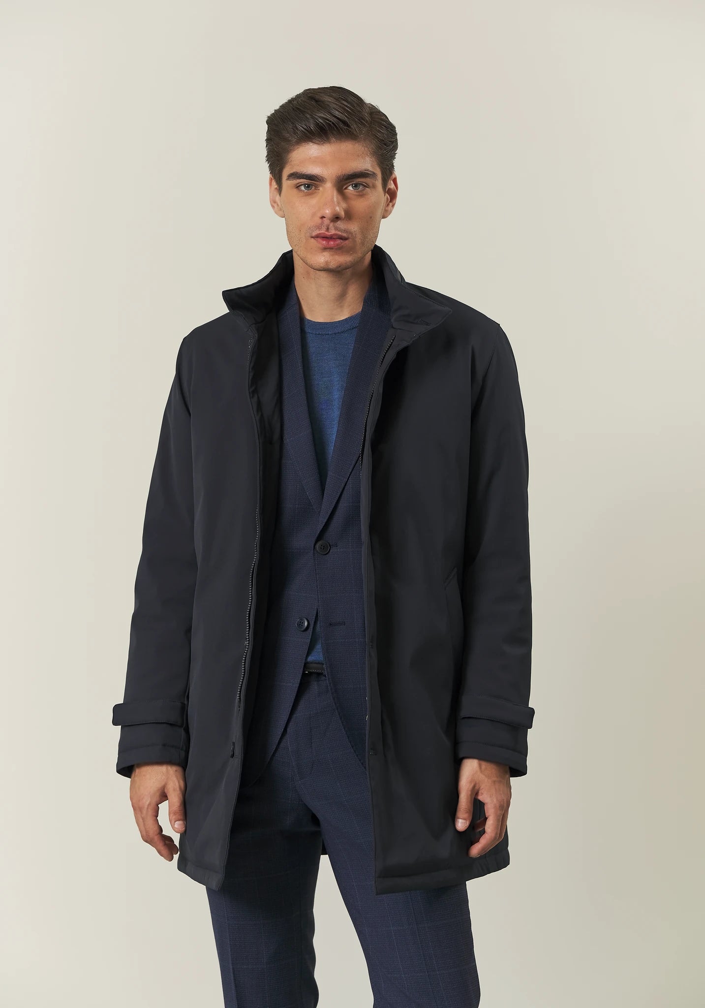 Cappotto tecnico blu impermeabile pettorina staccabile-Angelico