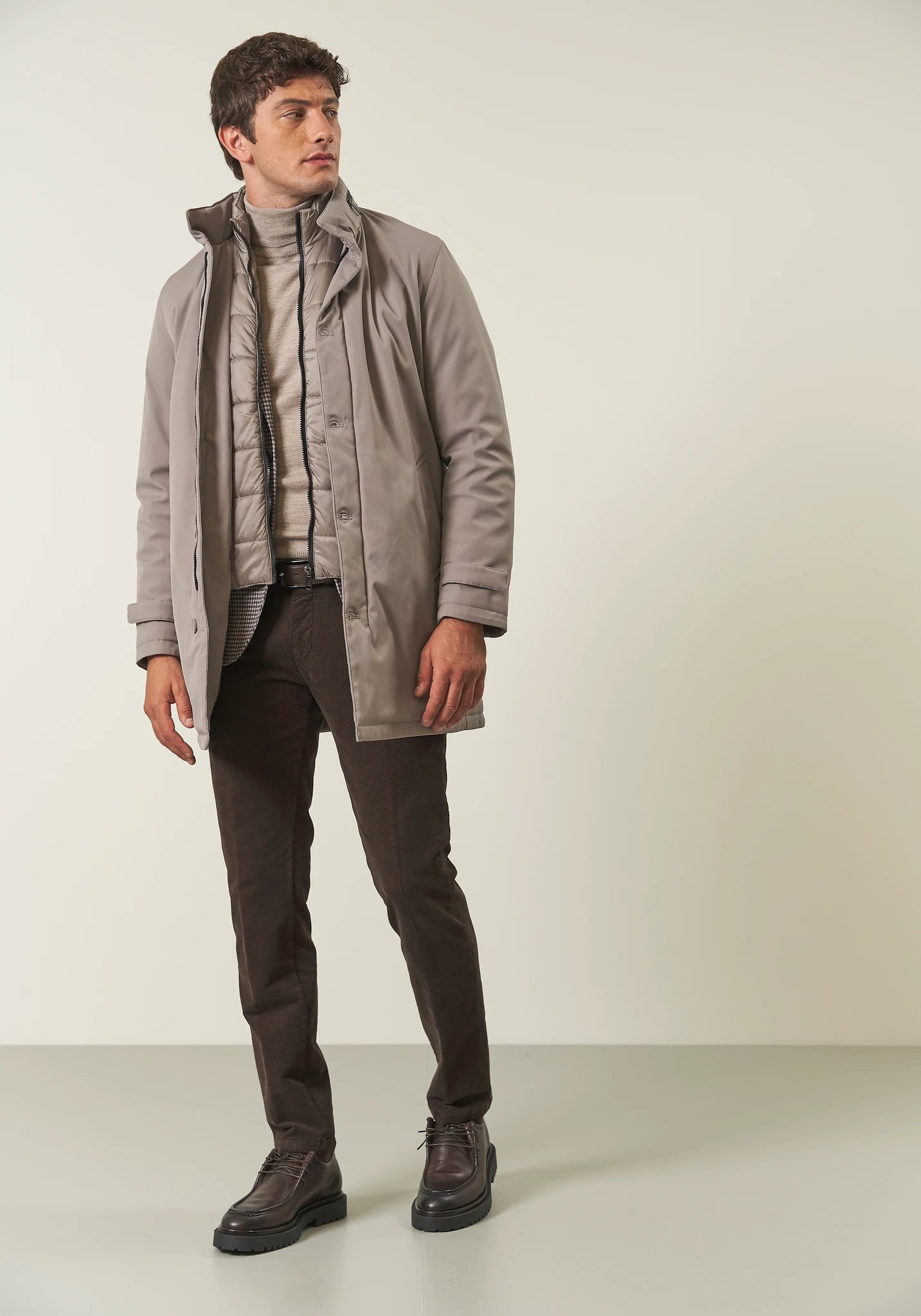 Cappotto tecnico sabbia impermeabile pettorina staccabile-Angelico