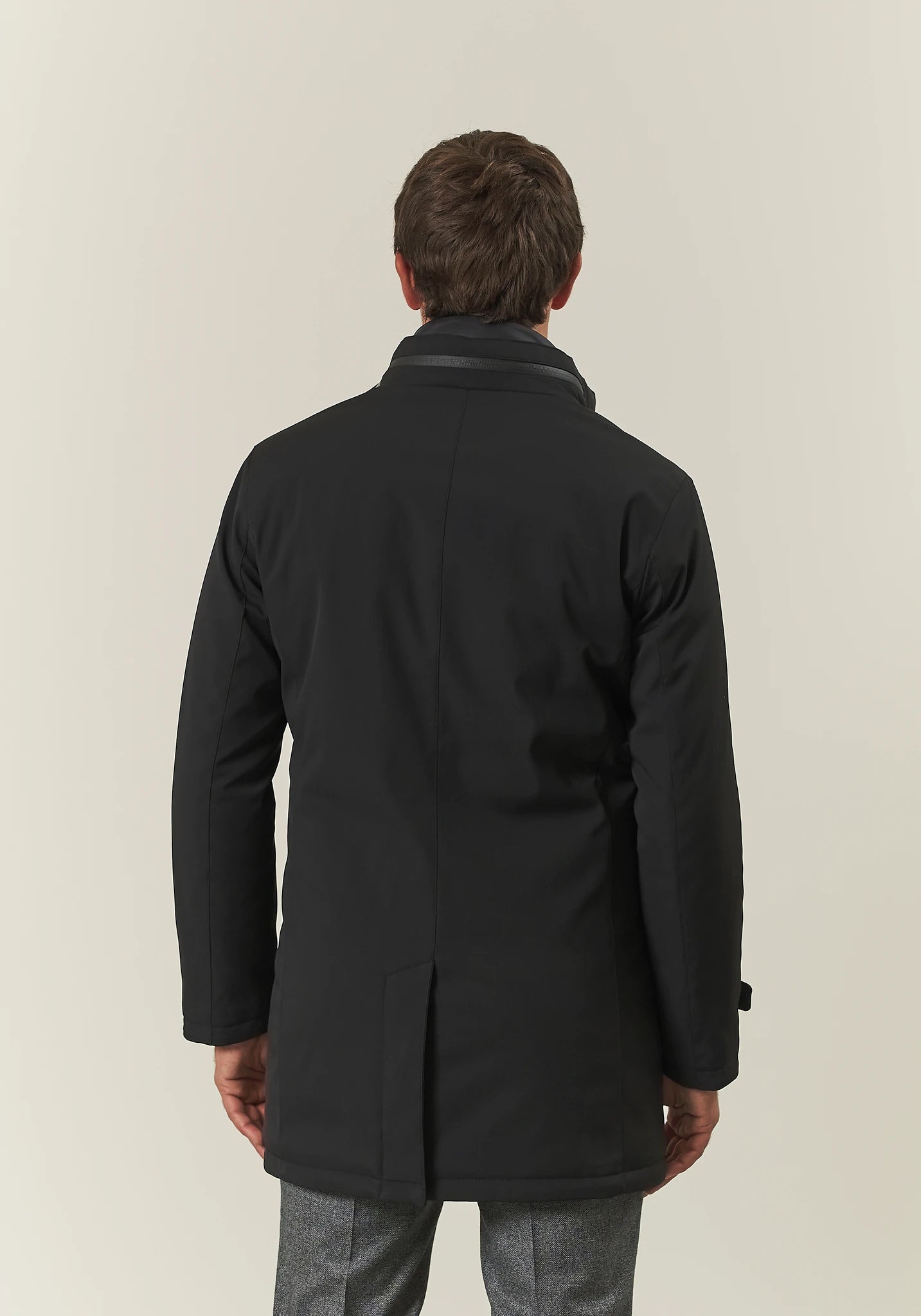 Cappotto tecnico nero impermeabile pettorina staccabile-Angelico