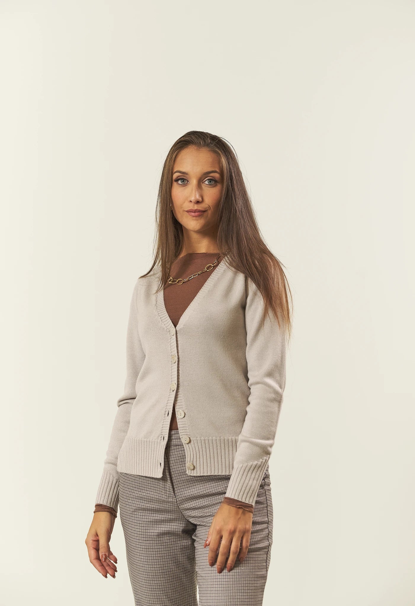 Stucco cardigan with wool buttons Angelico 1