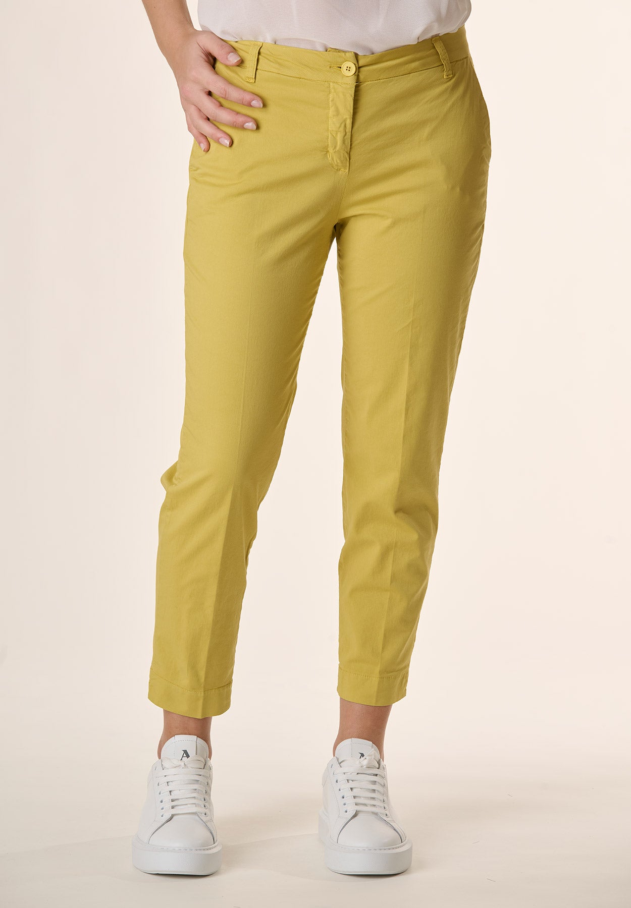 Pantalone chinos giallo cotone stretch