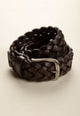 Braided dark brown leather belt