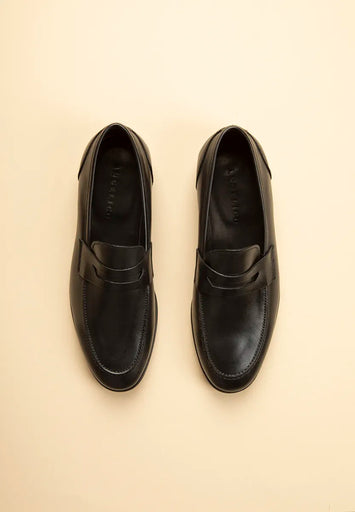 Mocassino nero penny loafer pelle