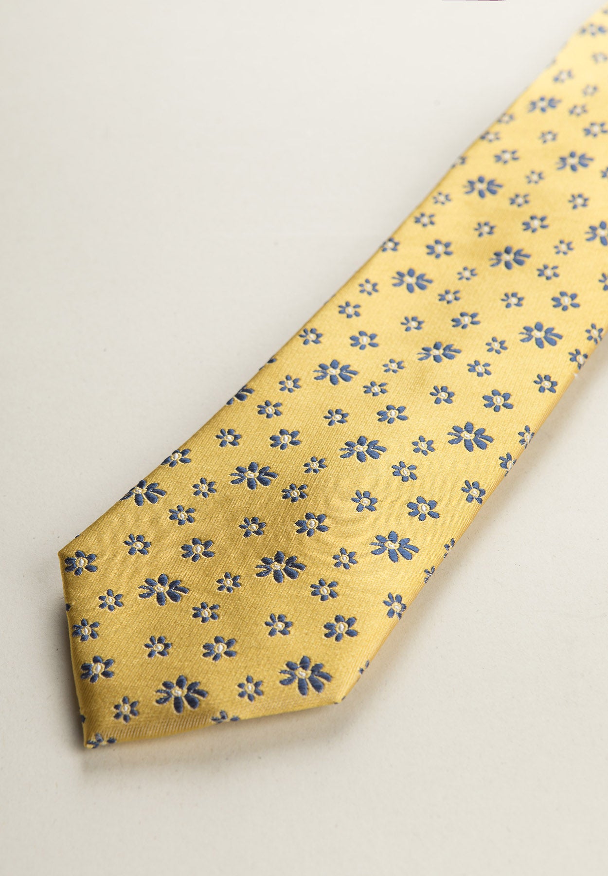 Yellow tie blue flowers silk