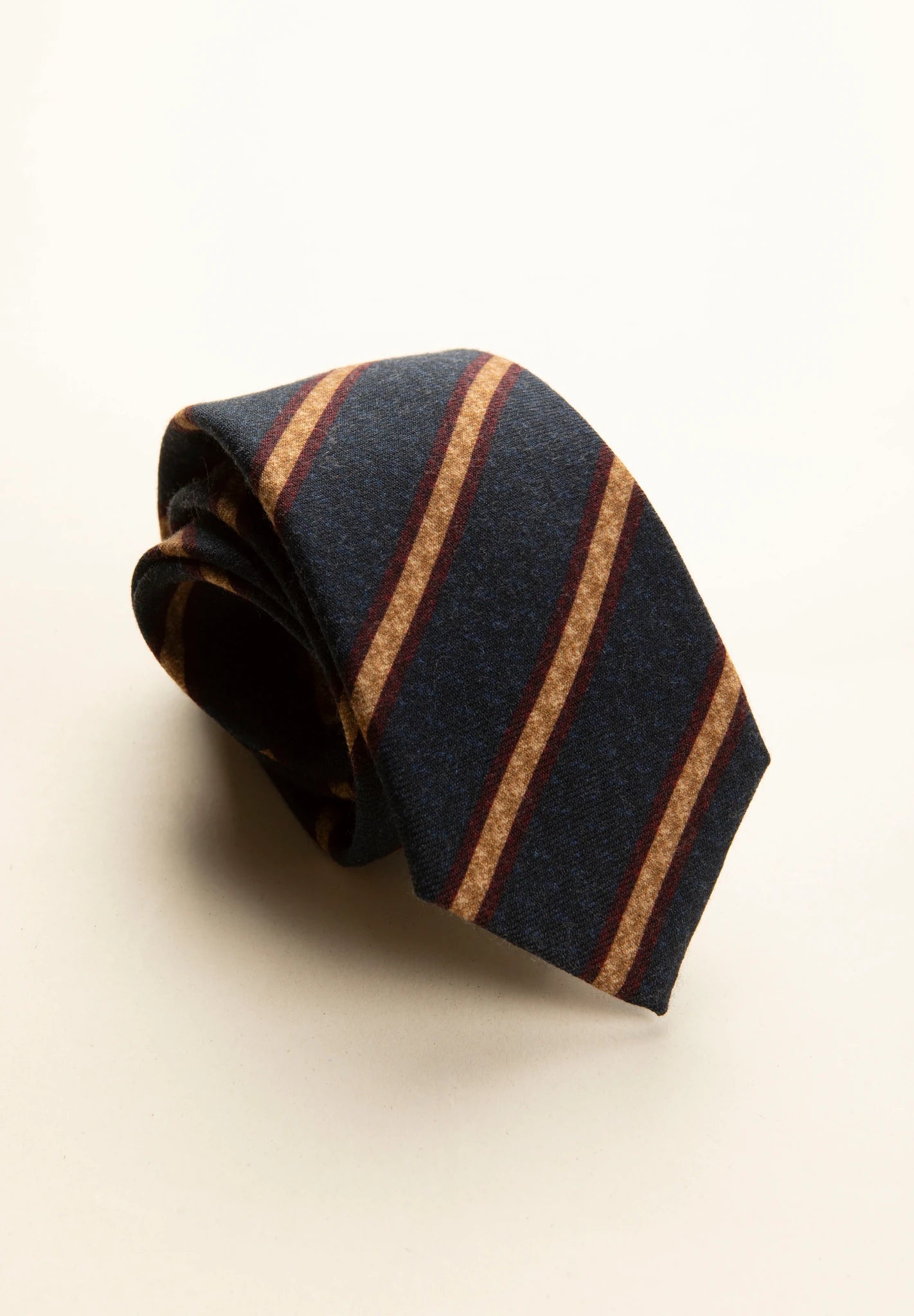 Cravatta lana blu regimental beige-Angelico