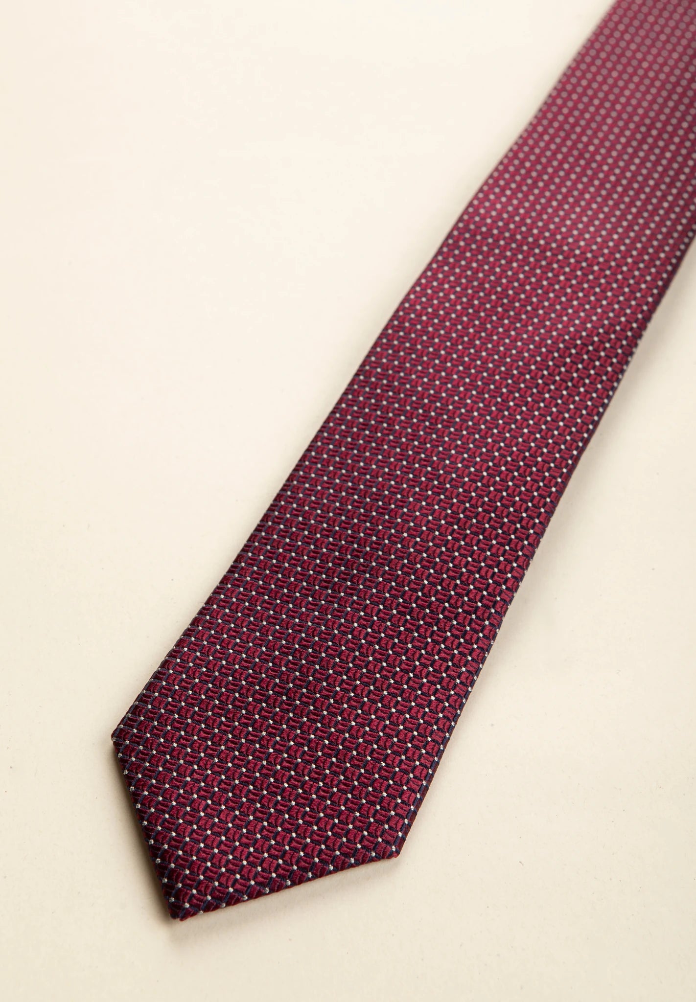 Cravatta bordeaux quadri blu grigio seta-Angelico