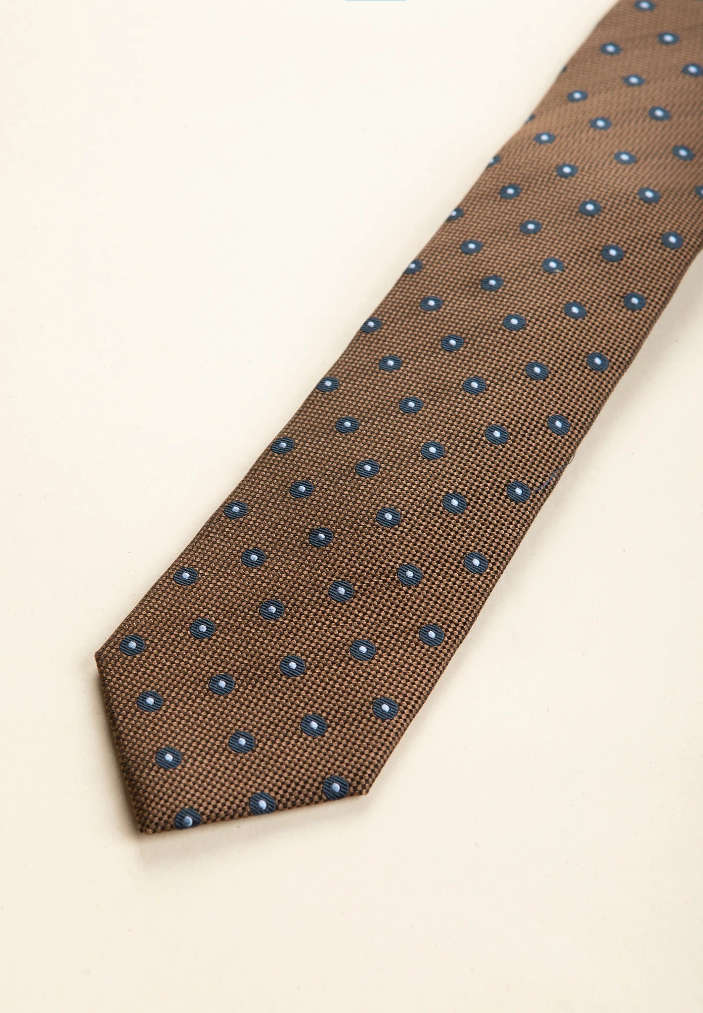 Cravatta marrone poi azzurri blu seta cotone-Angelico