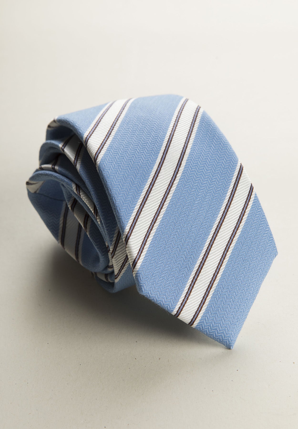 Regimental blue silk cotton tie