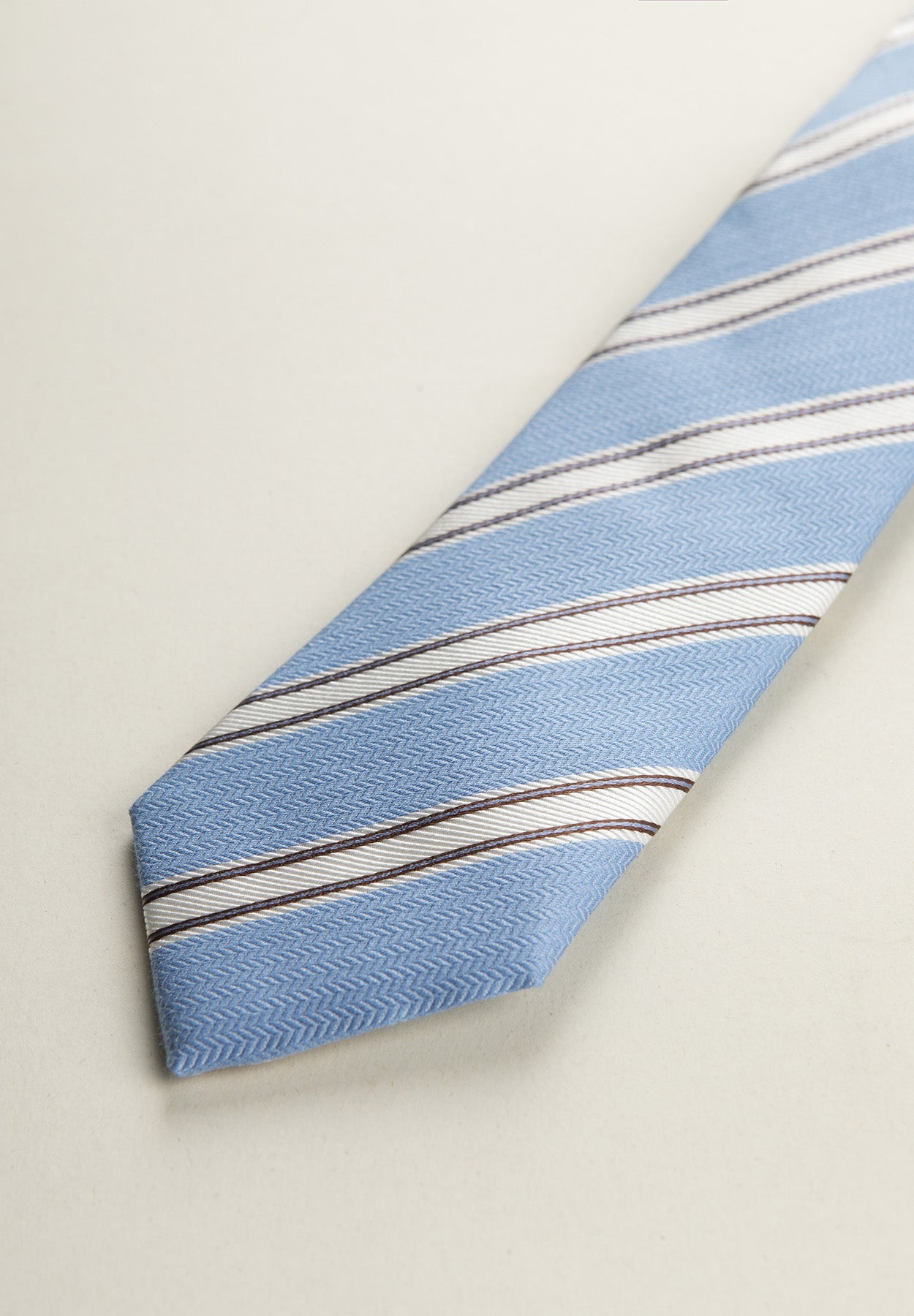 Regimental blue silk cotton tie