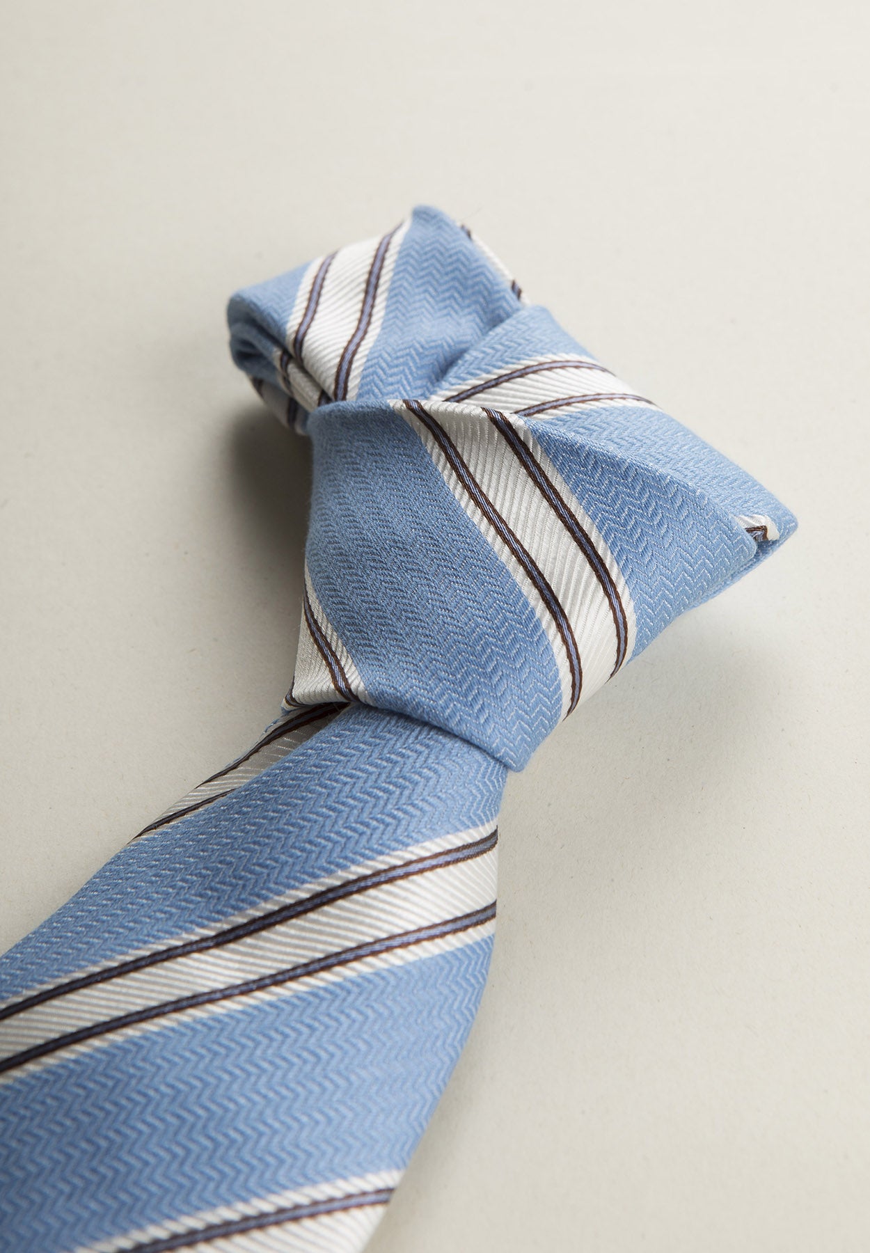 Regimental blue silk cotton tie