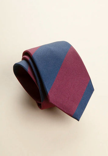 Burgundy blue regimental silk tie
