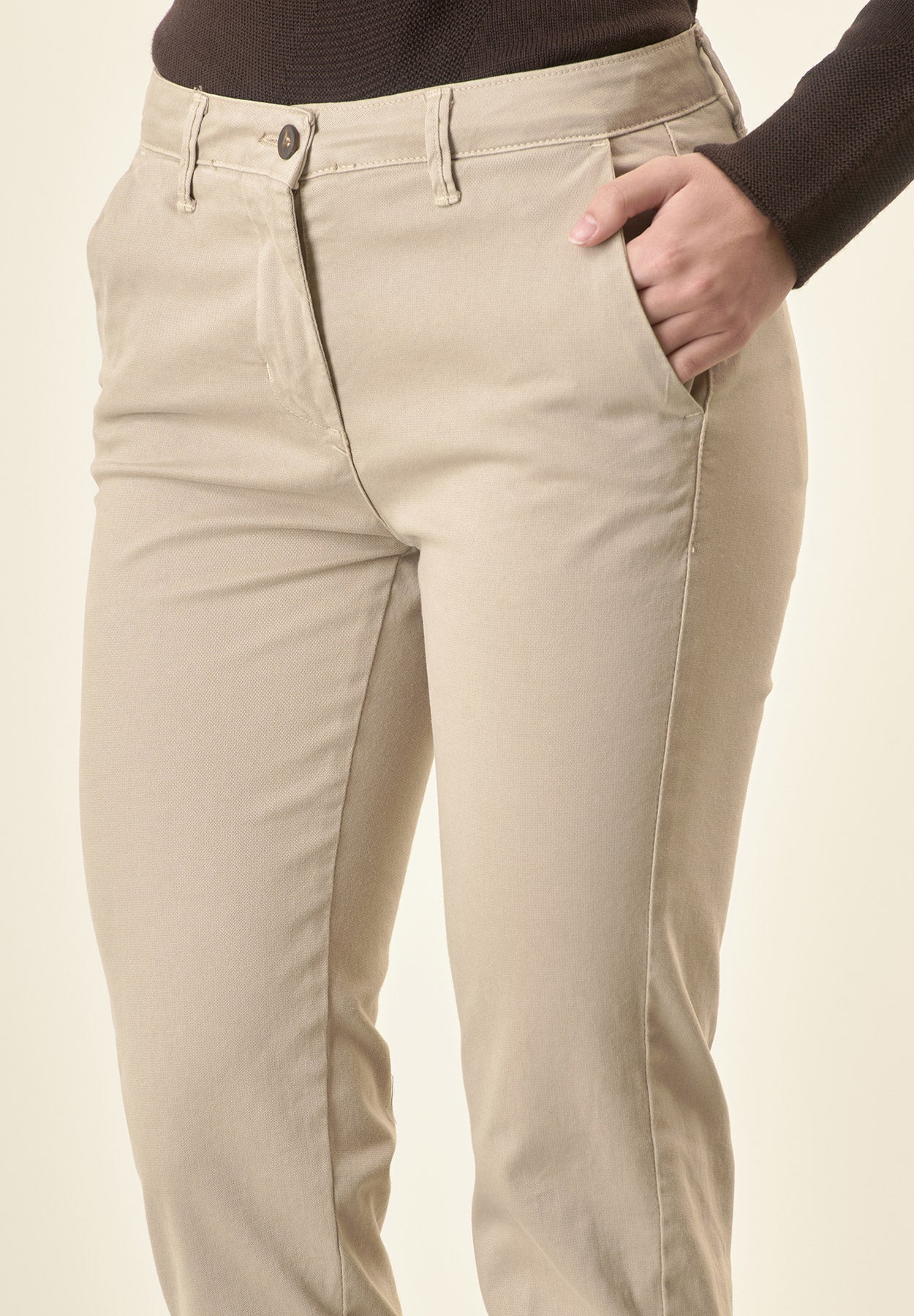 Pantalone beige chinos cotone stretch-Angelico