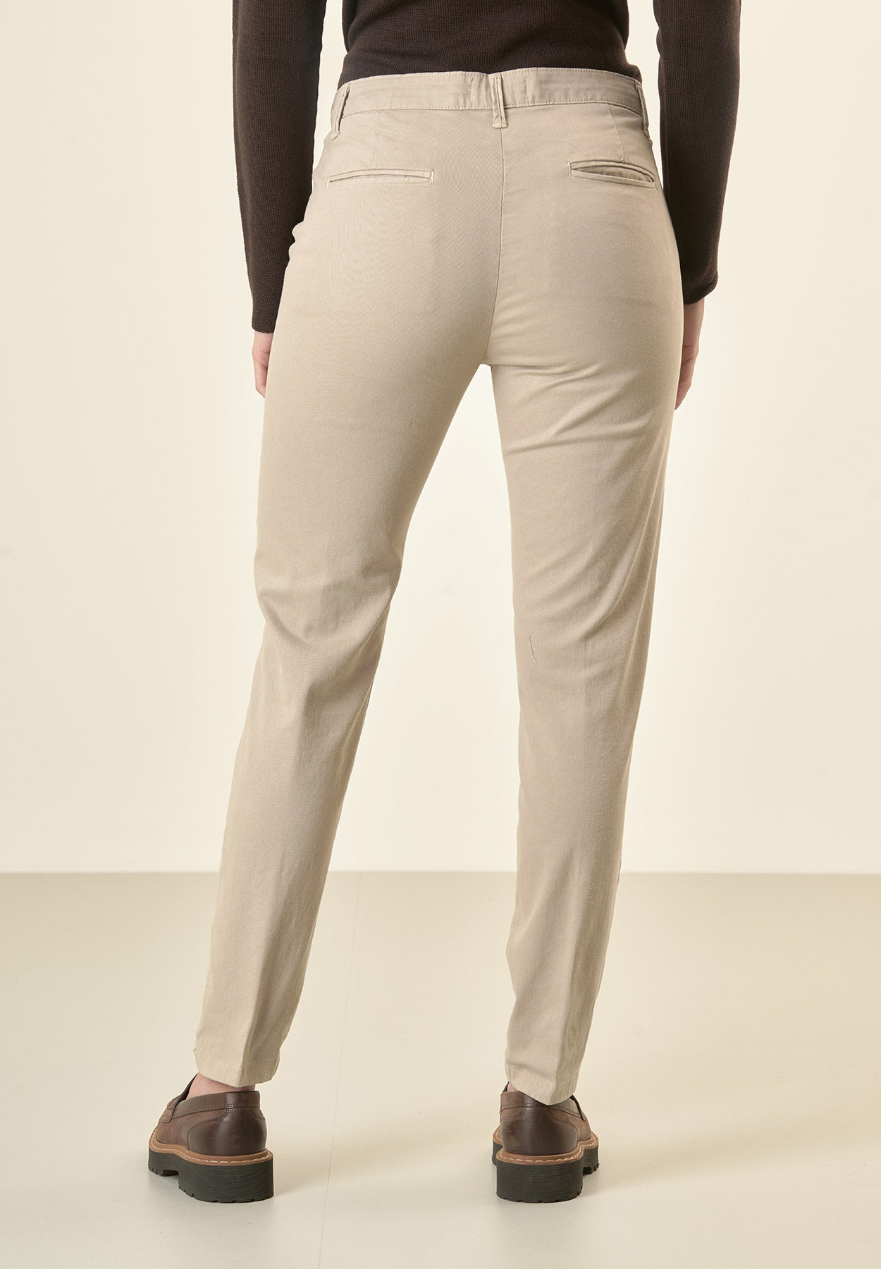 Pantalone beige chinos cotone stretch-Angelico