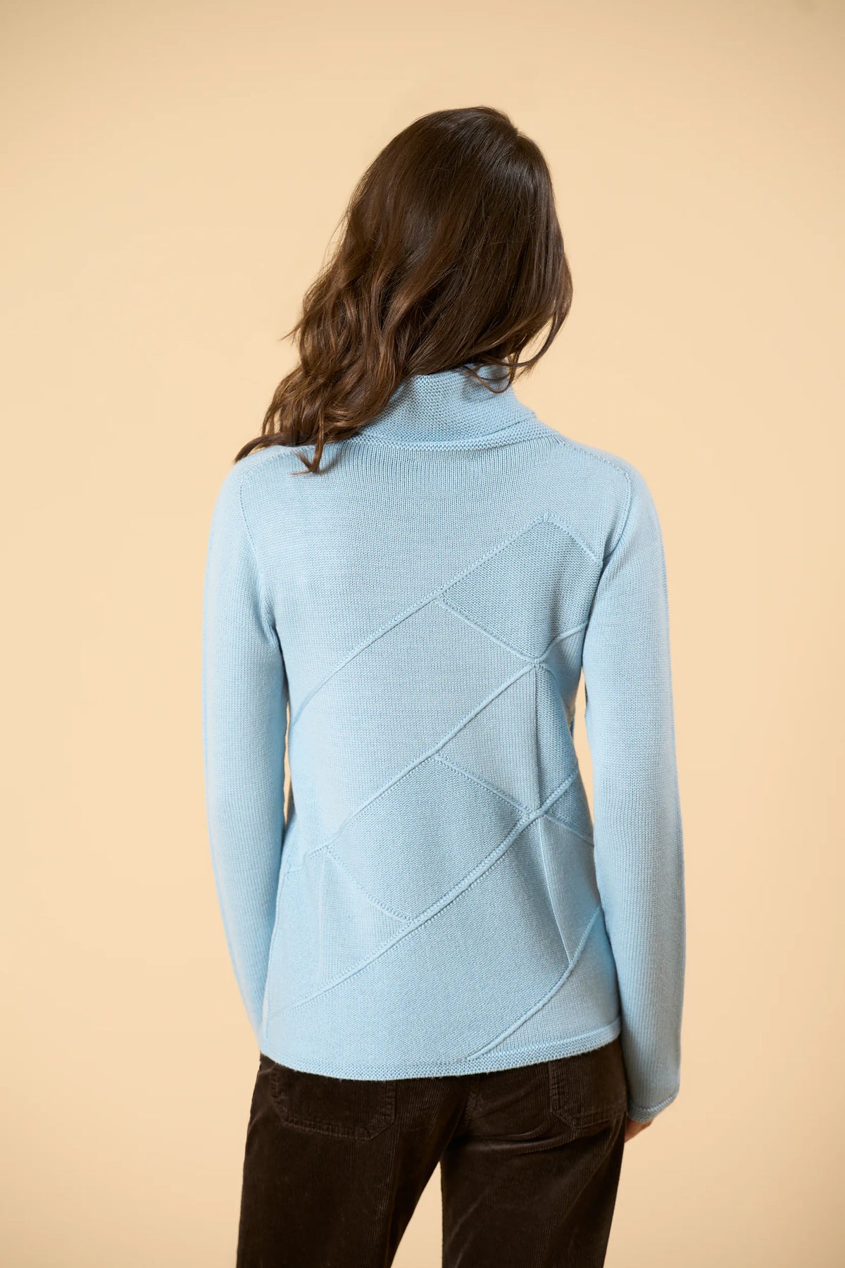 Blue turtleneck sweater with argyle pattern Angelico 6