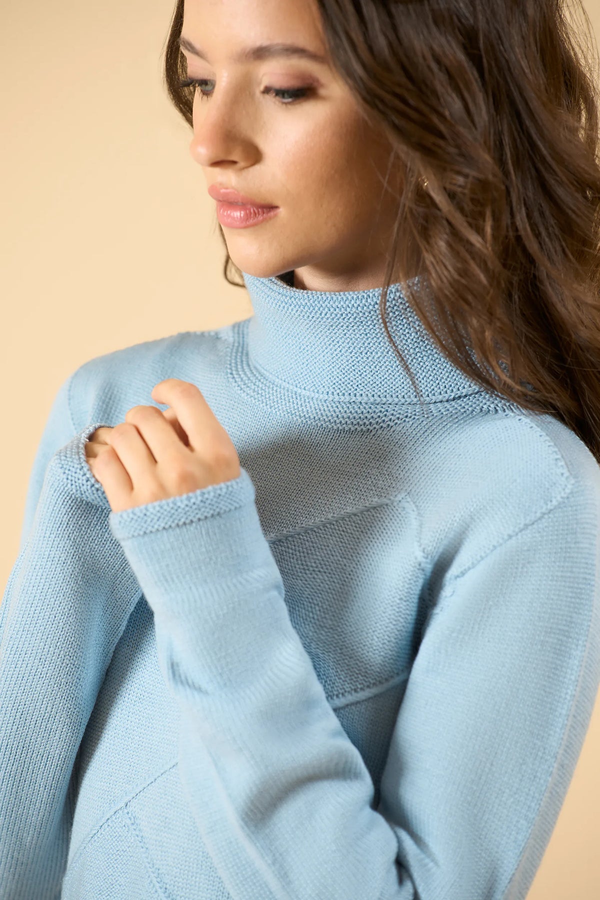 Blue turtleneck sweater with argyle pattern Angelico 2
