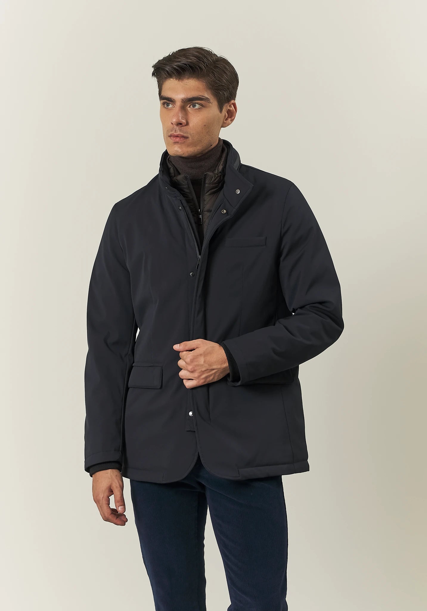 Field Jacket blu tessuto tecnico-Angelico