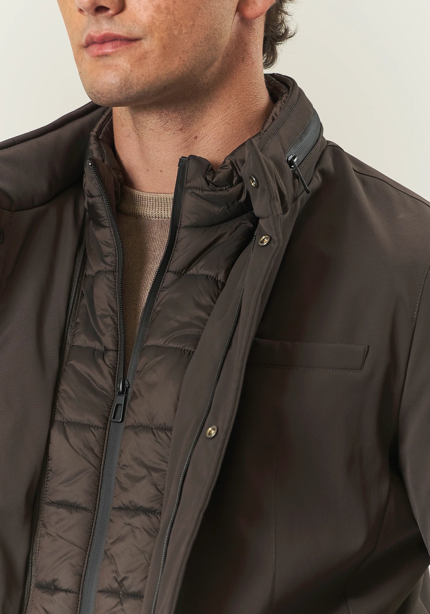 Field Jacket marrone tessuto tecnico-Angelico