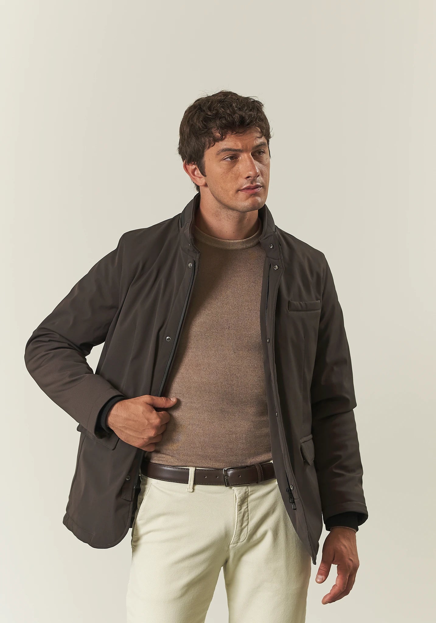 Field Jacket marrone tessuto tecnico-Angelico
