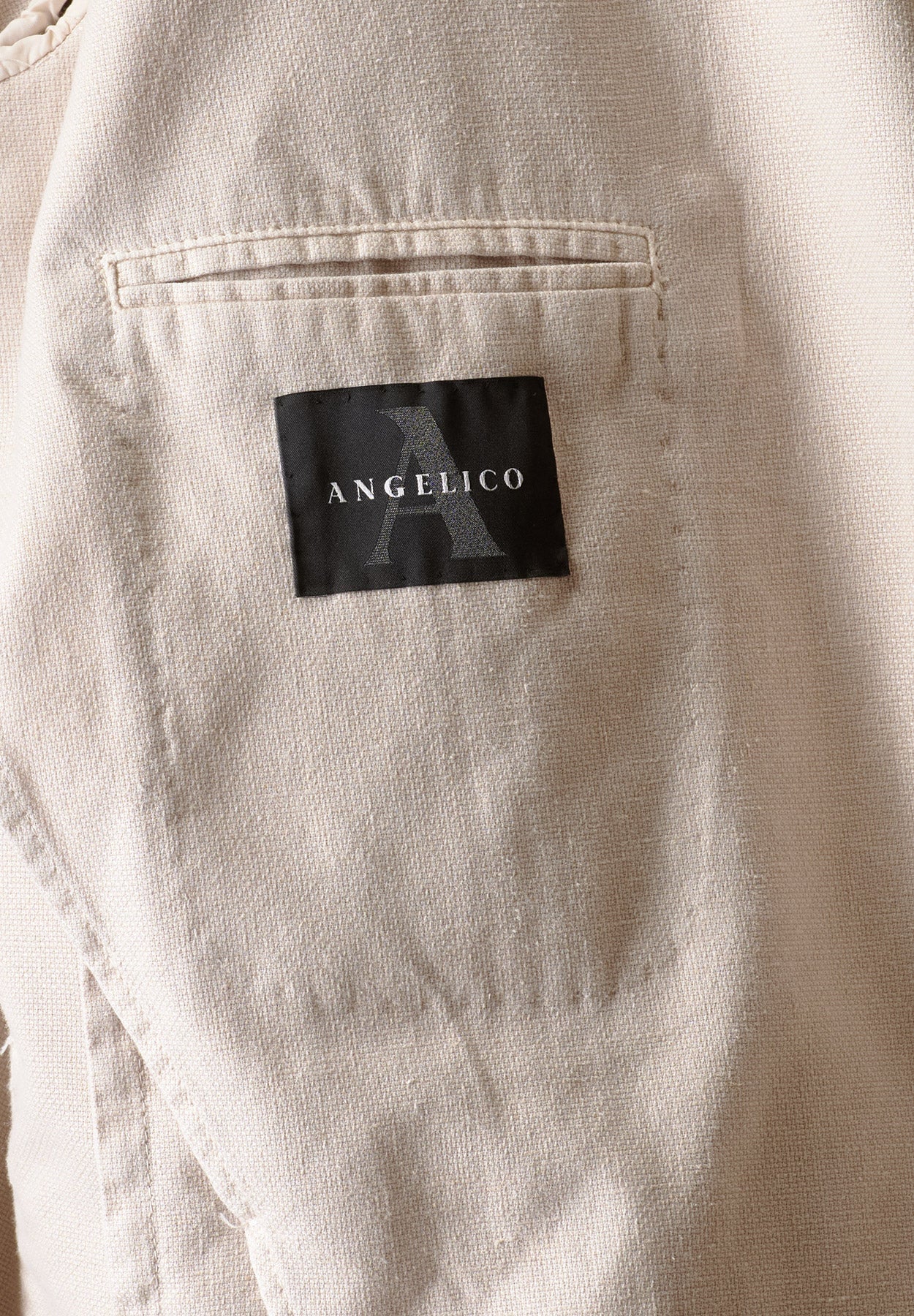 Giacca beige cotone-lino sfoderata custom fit-Angelico