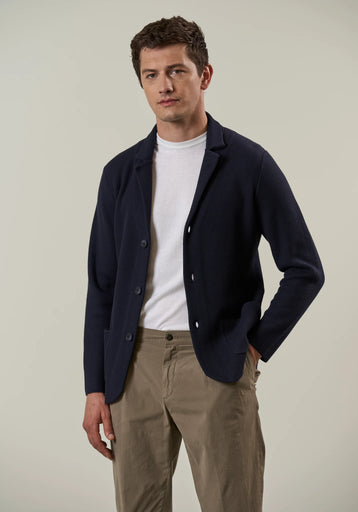 Giacca maglia blu cotone armaturato