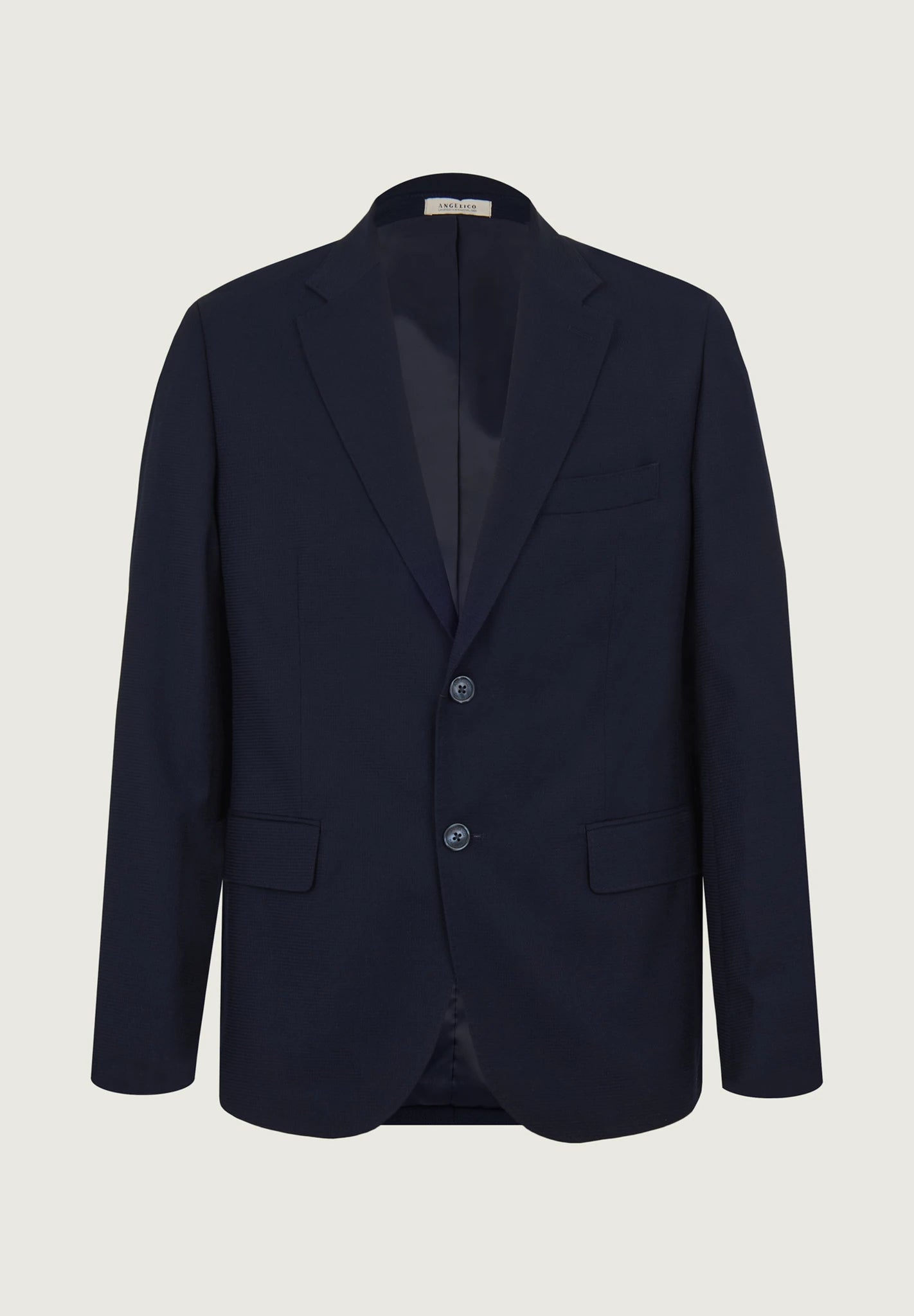 Blue wool four-season micro-pattern comfort fit jacket Angelico 1