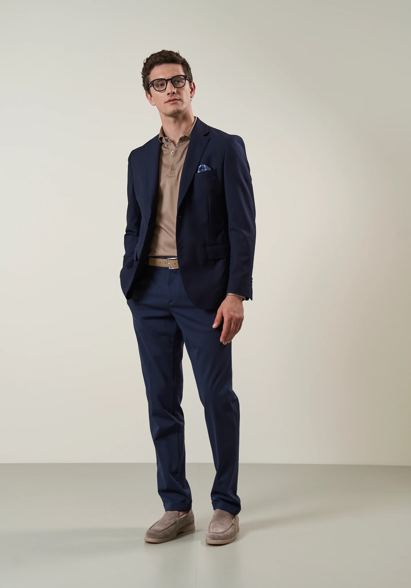 Blue unlined wool jacket micro-weave custom fit | Angelico
