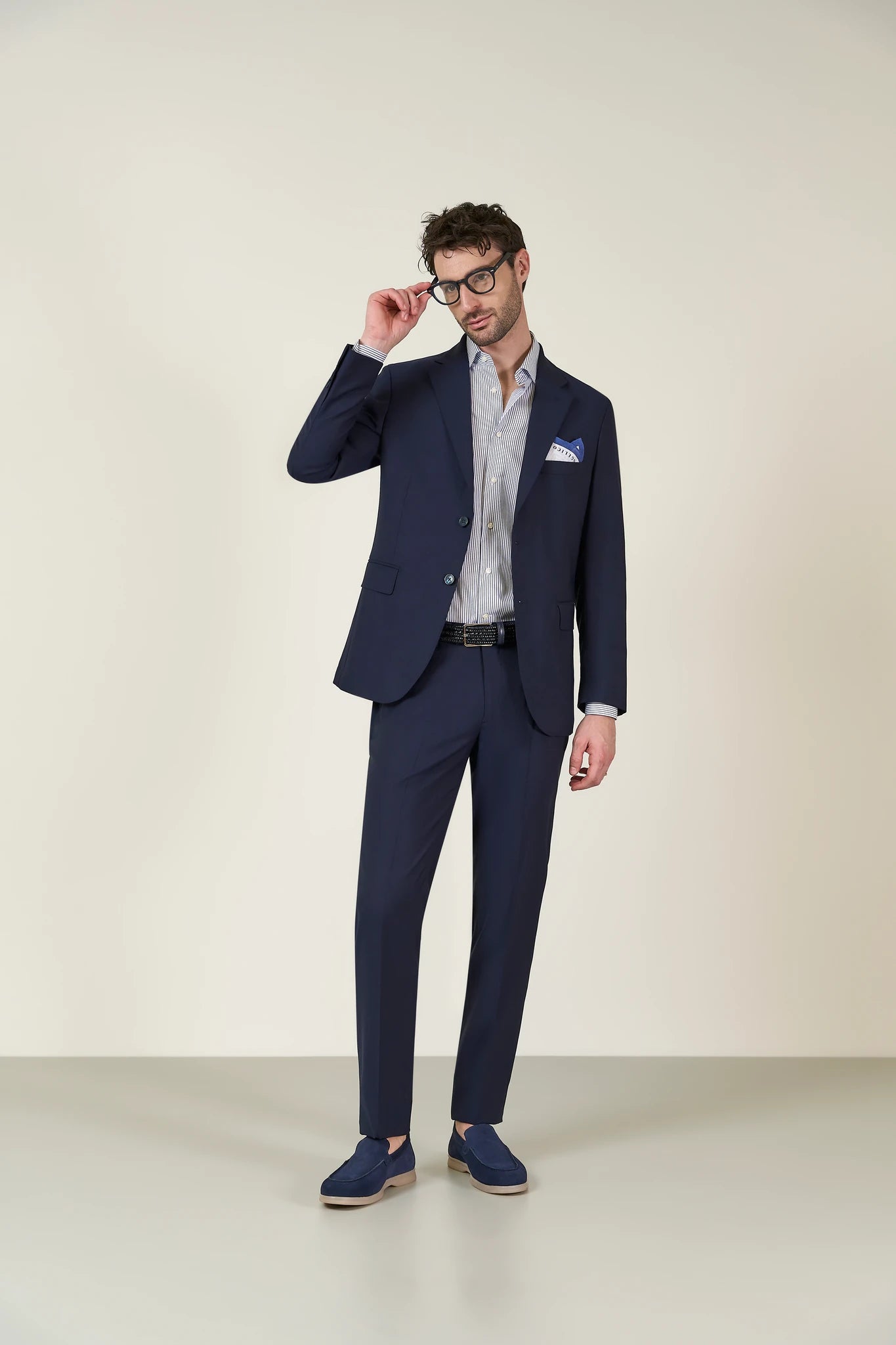 Blue wool Travel custom fit jacket Angelico 7