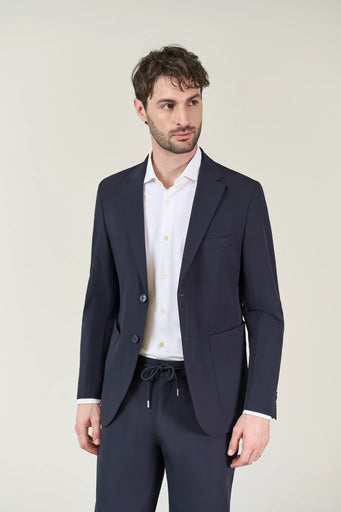 Custom fit performance fabric blue jacket