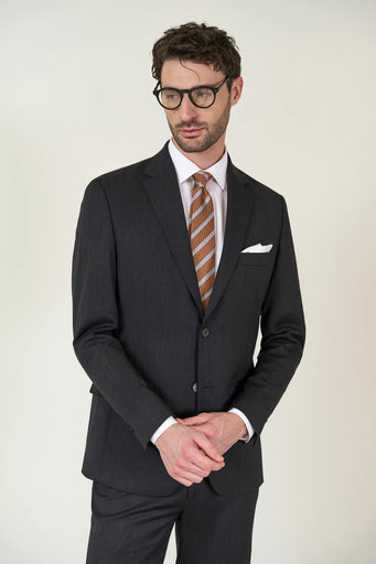 Anthracite stretch wool sateen custom fit suit blazer