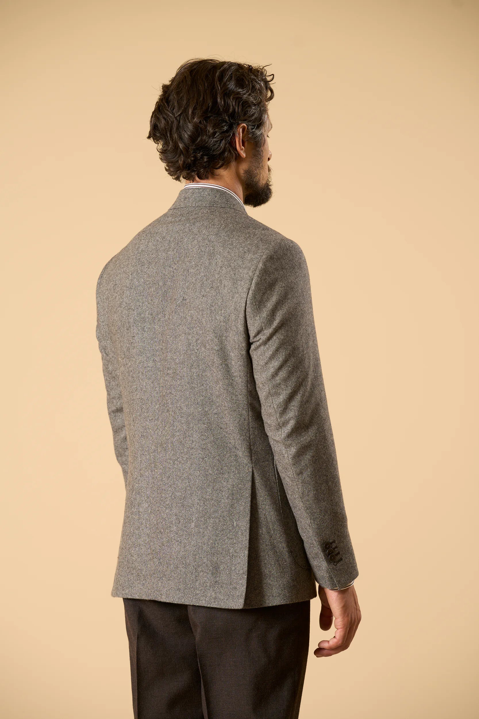 Giacca marrone Donegal misto lana custom fit Angelico 8