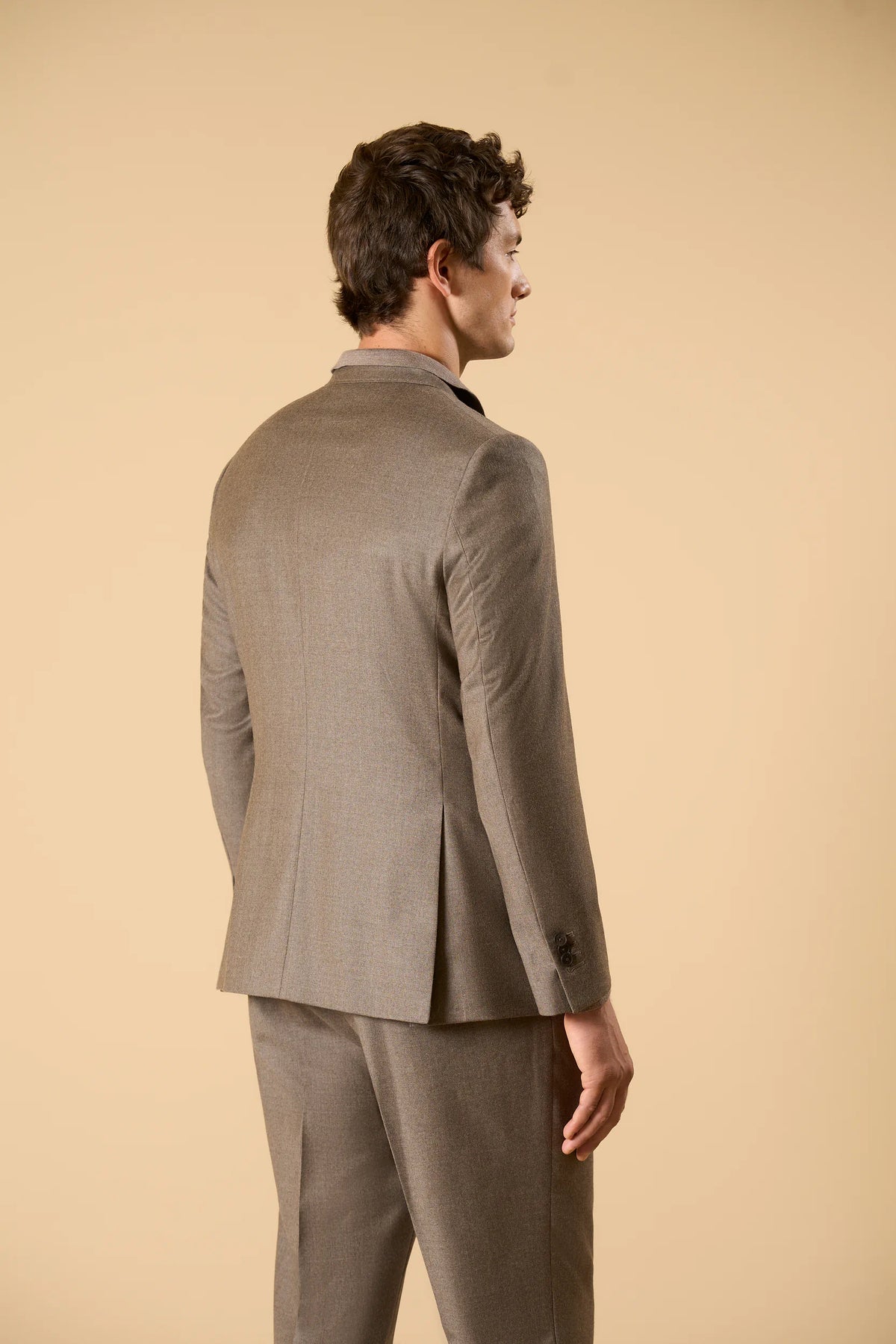 Double-breasted beige flannel virgin wool super 100's custom fit jacket Angelico 8