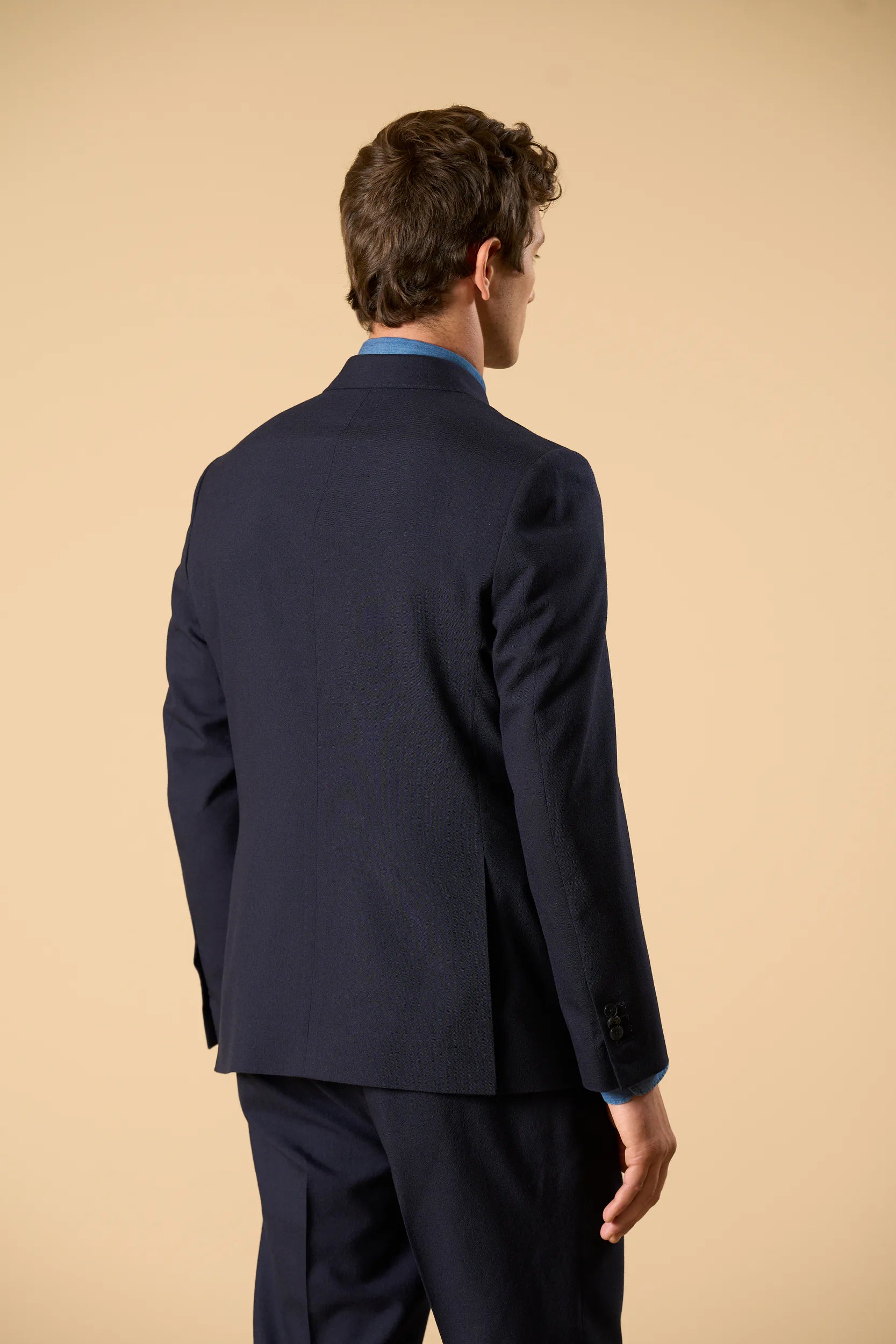 Giacca blu doppiopetto lana vergine merinos custom fit Angelico 8