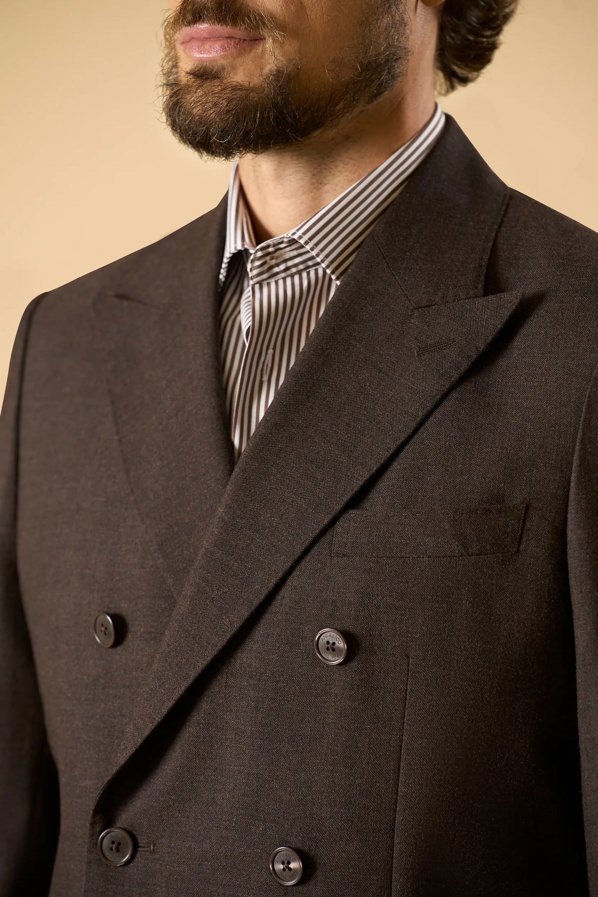Giacca marrone doppiopetto lana vergine merinos custom fit