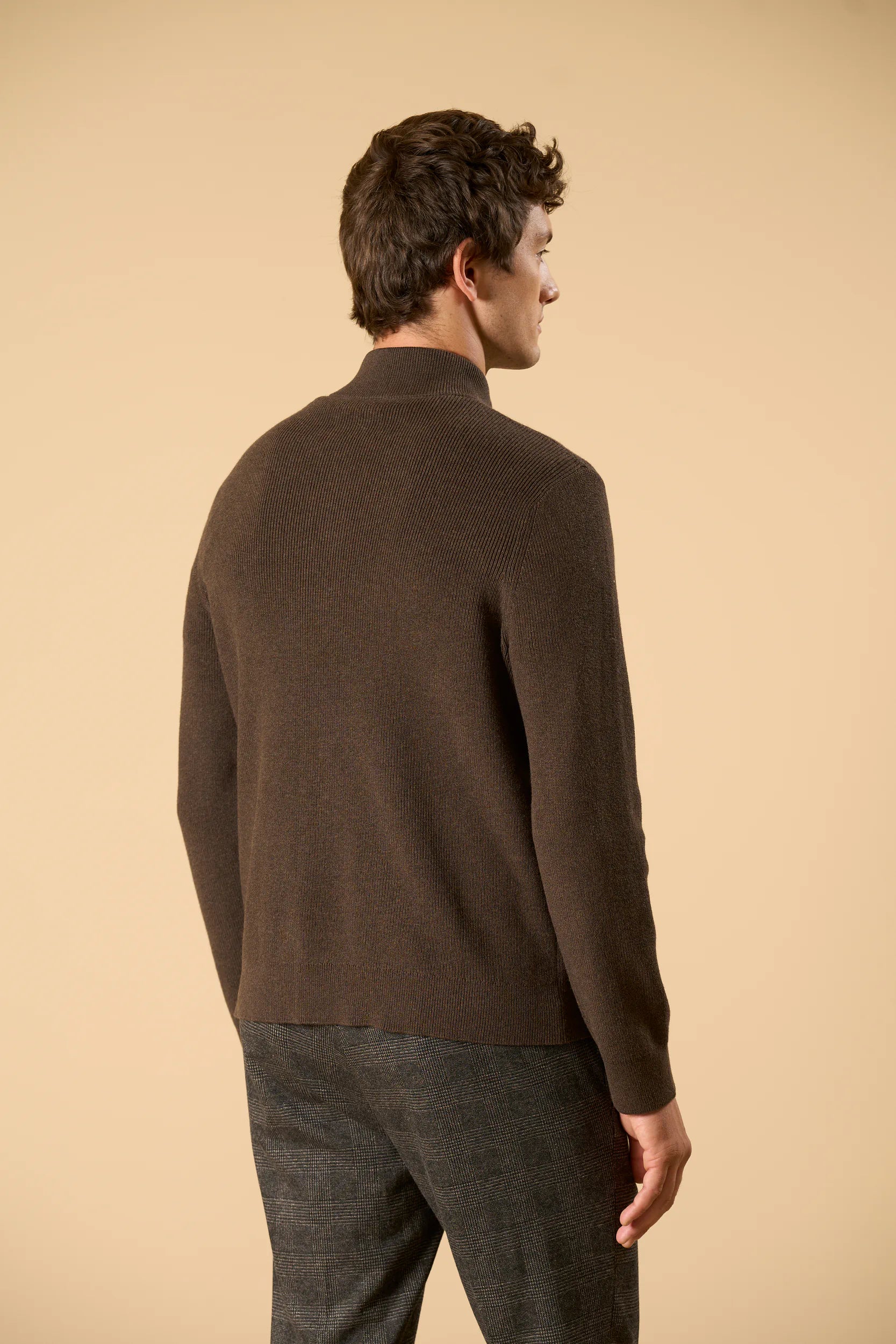 Maglia marrone full zip cotone Angelico 6