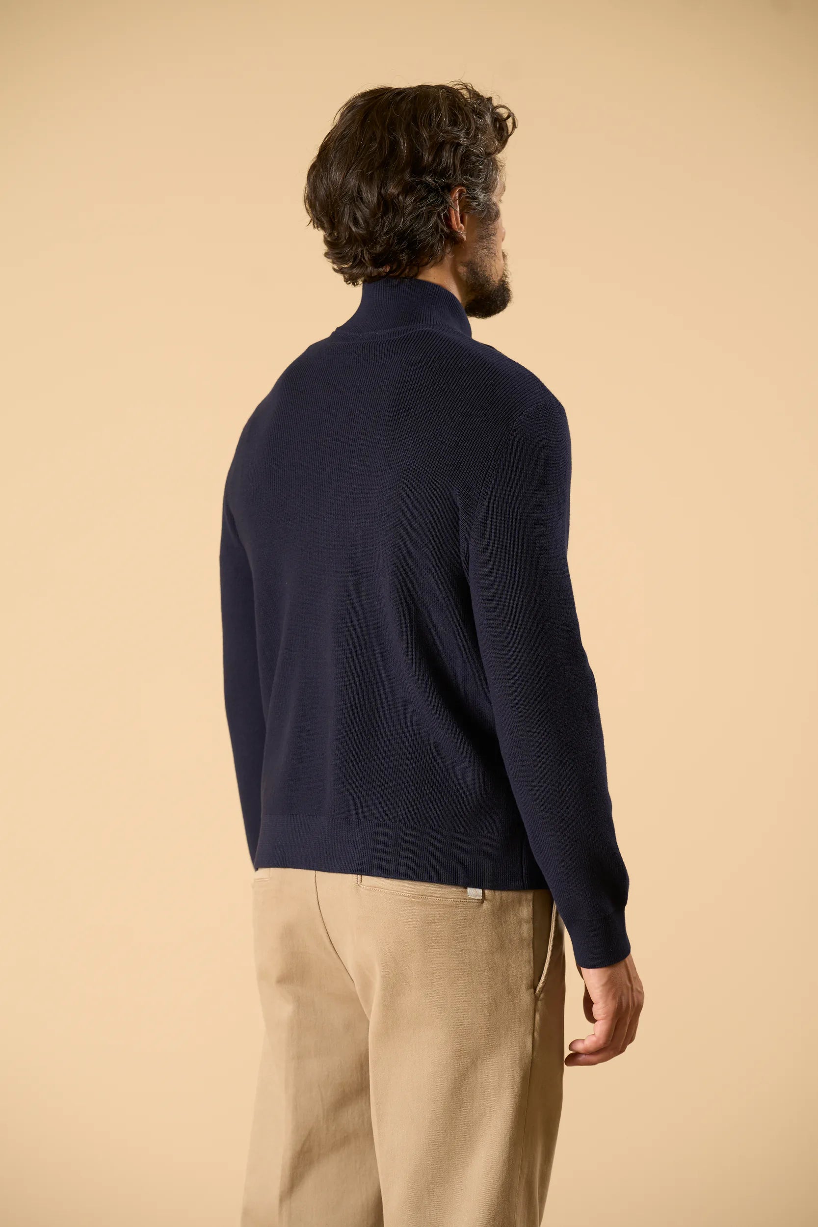 Maglia blu full zip cotone Angelico 7