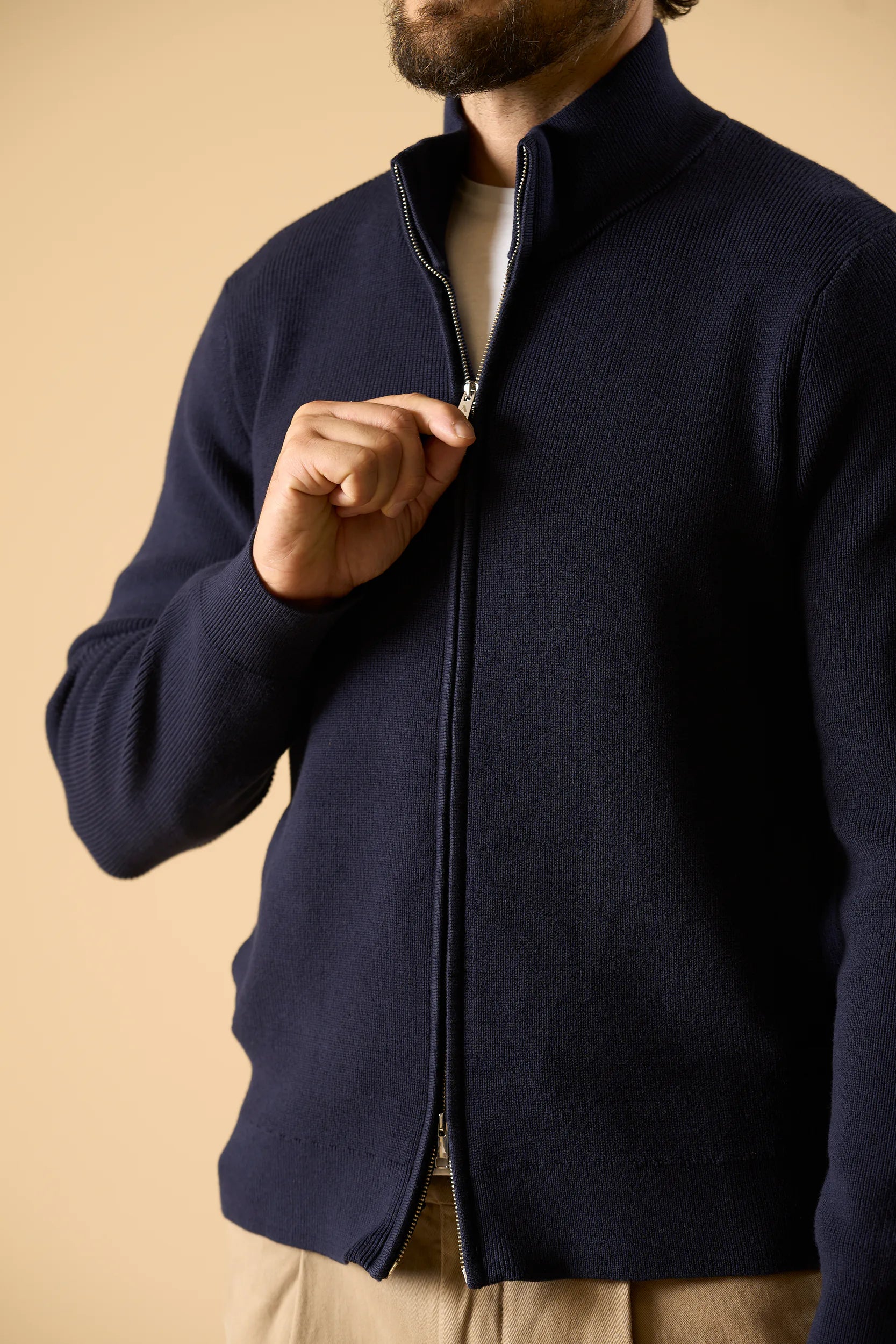 Maglia blu full zip cotone Angelico 2