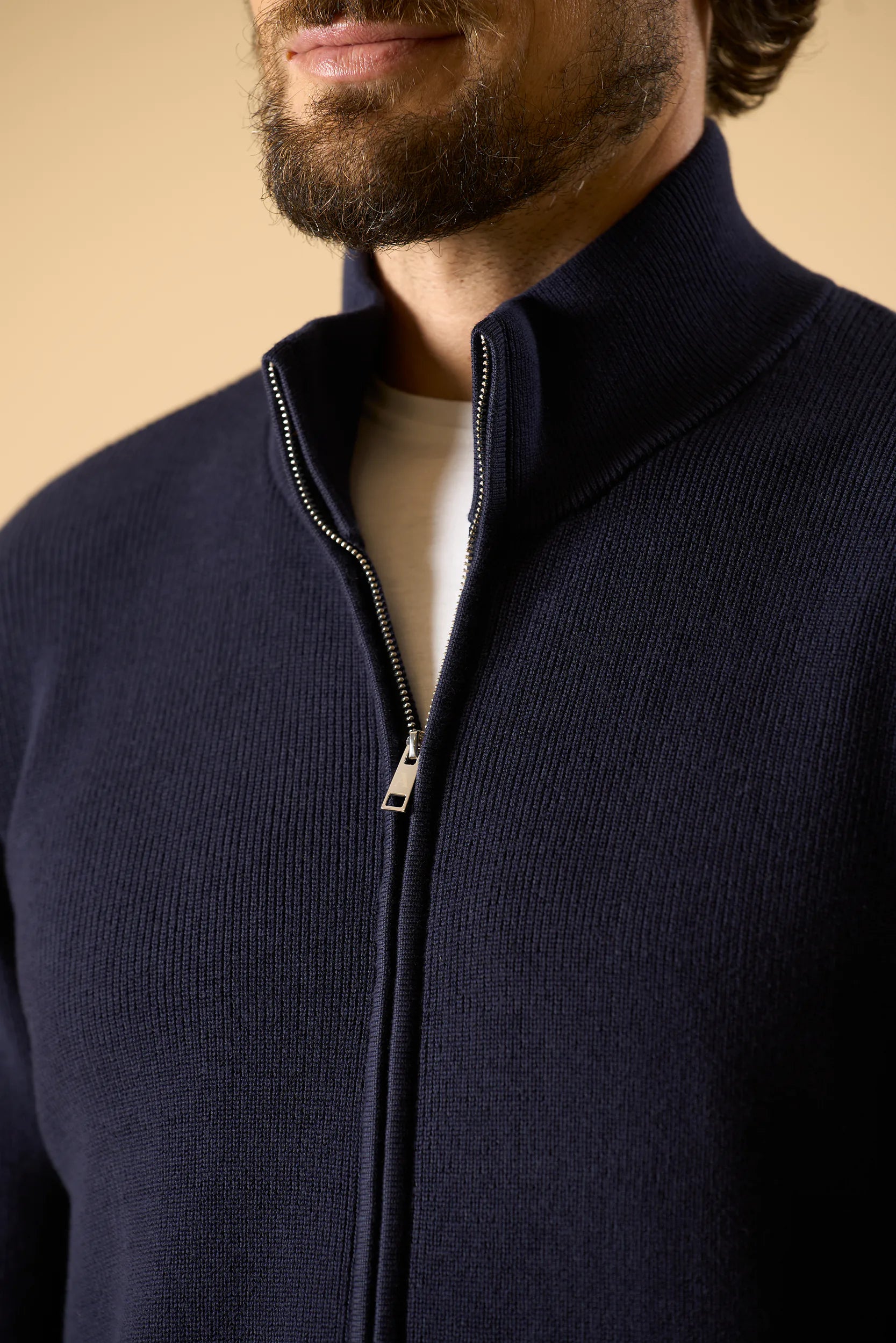 Maglia blu full zip cotone Angelico 4