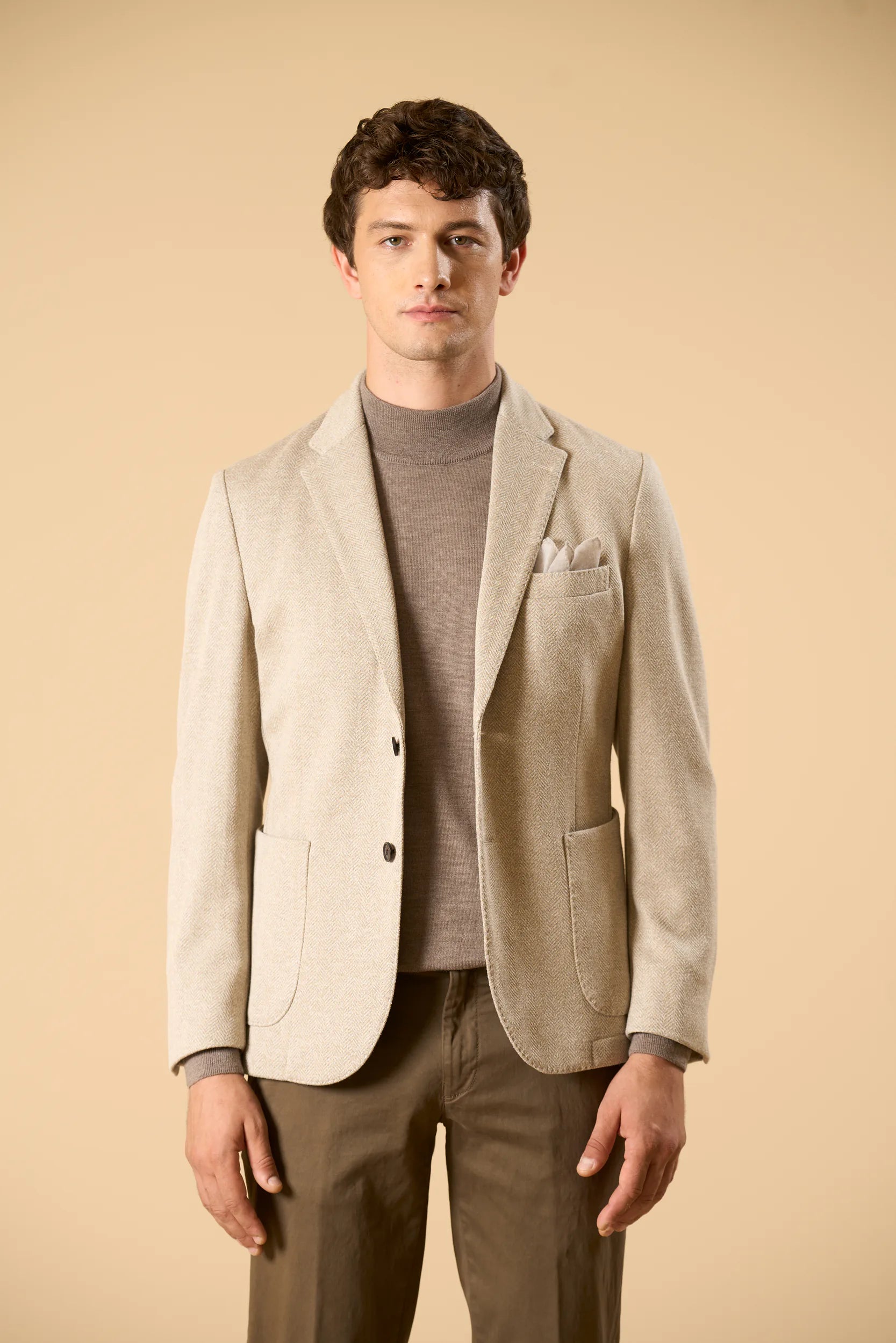 Giacca beige jersey resca custom fit Angelico 4