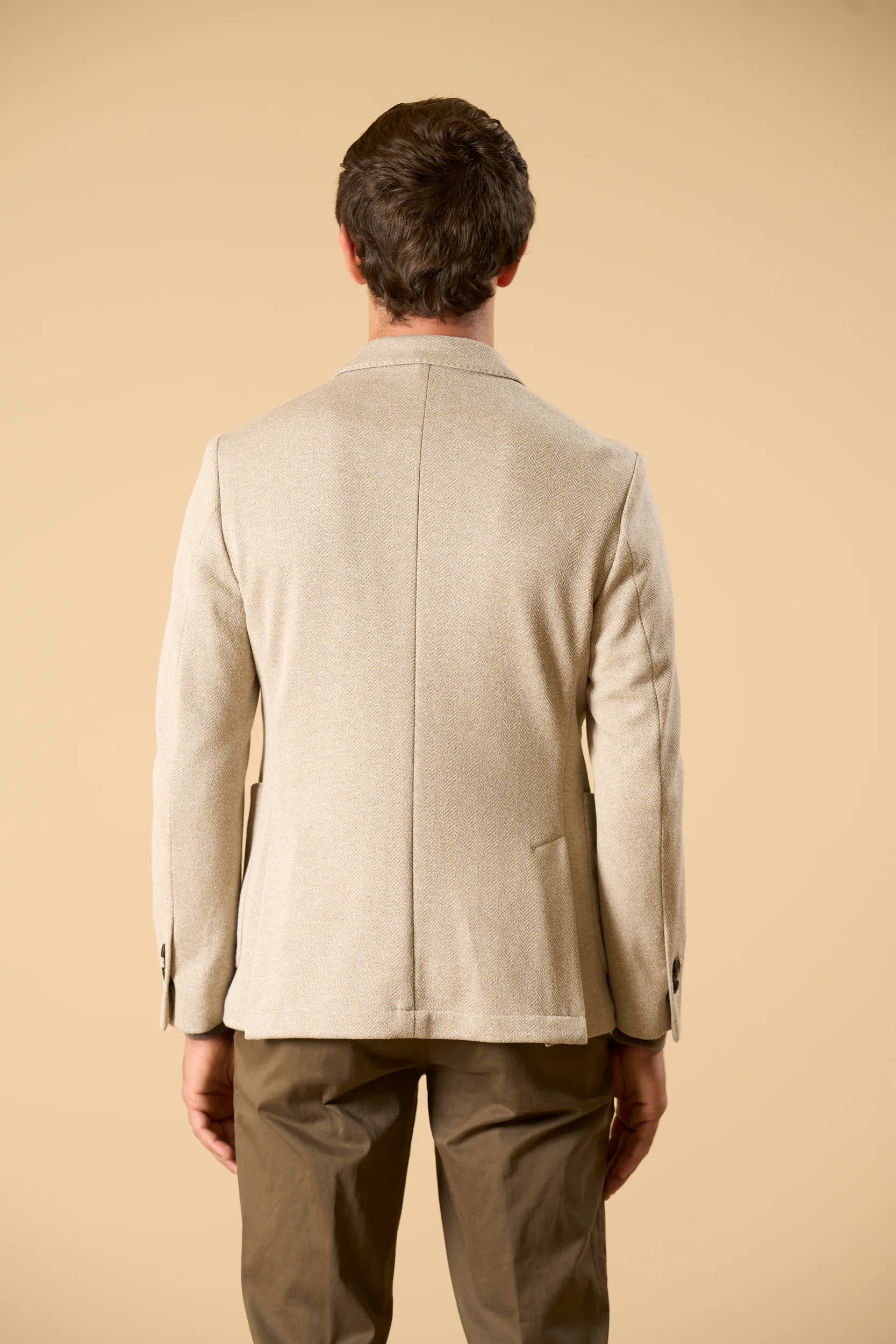 Giacca beige jersey resca custom fit Angelico 6