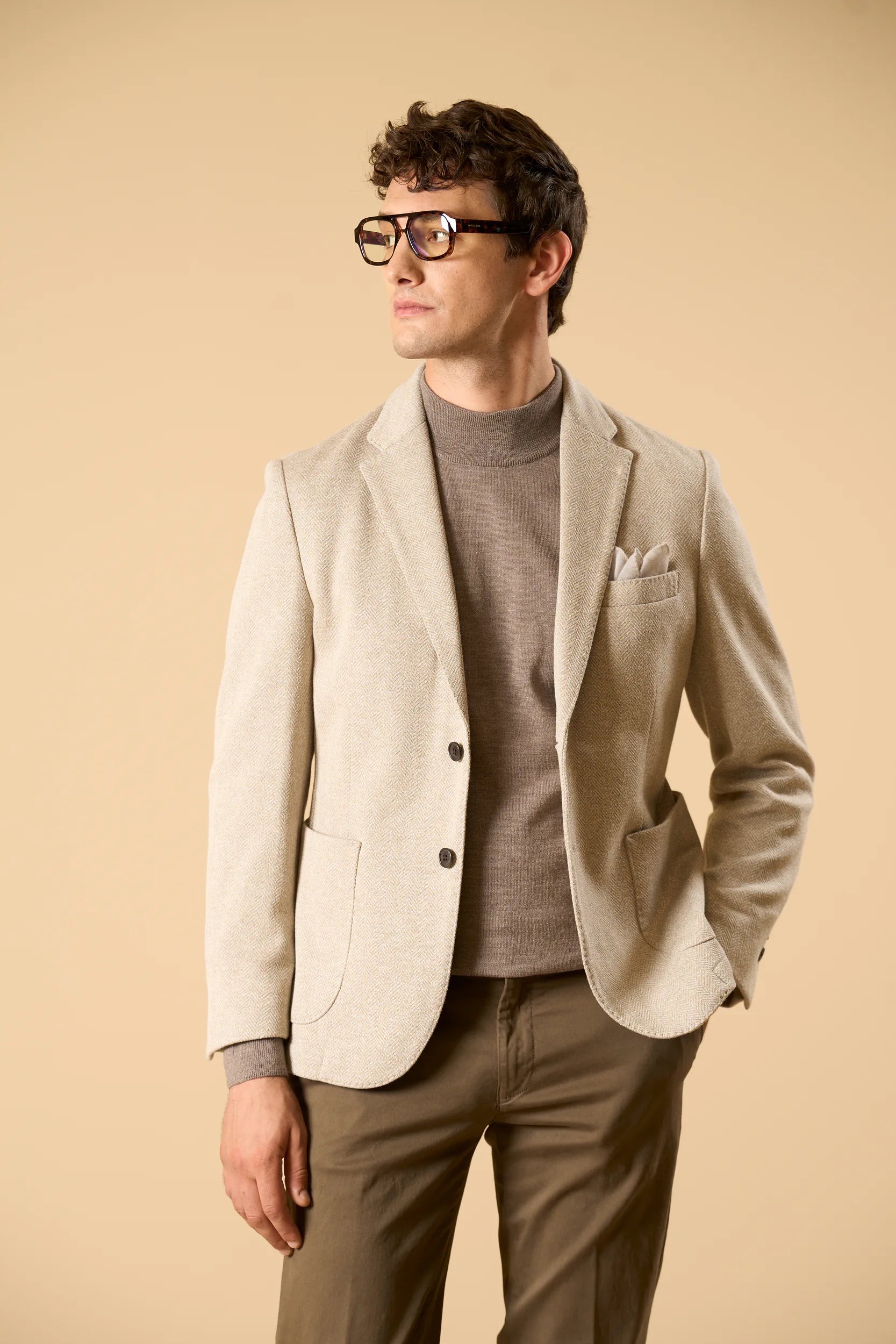 Giacca beige jersey resca custom fit Angelico 1