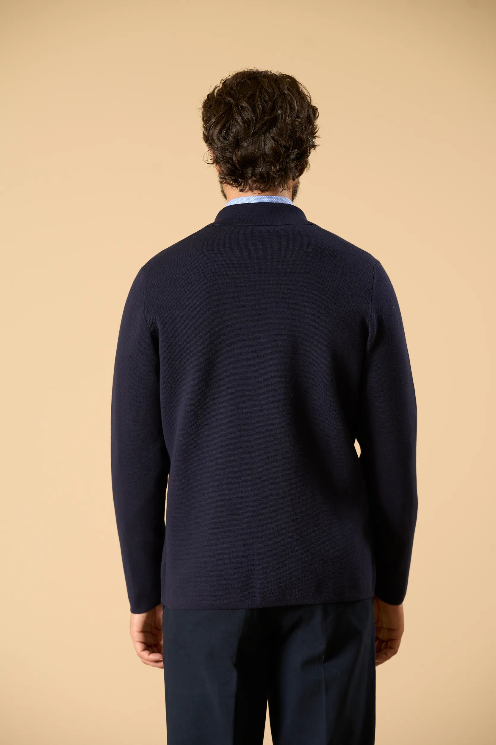 Giacca maglia blu cotone punto milano Angelico 6