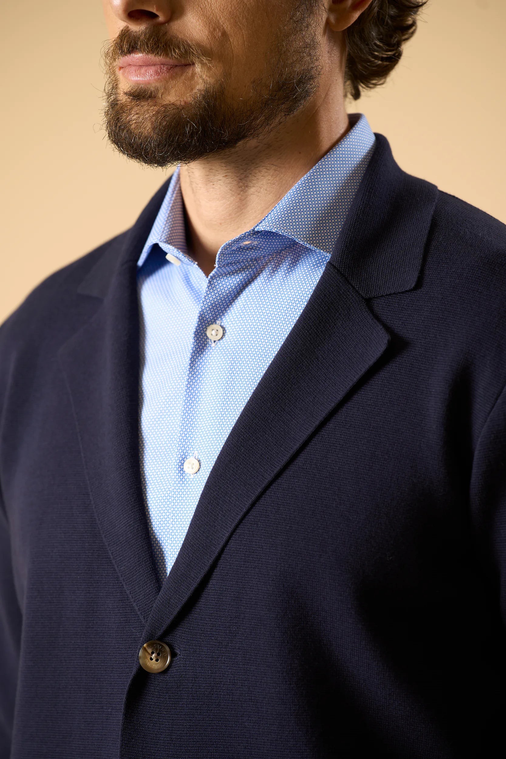 Giacca maglia blu cotone punto milano Angelico 2
