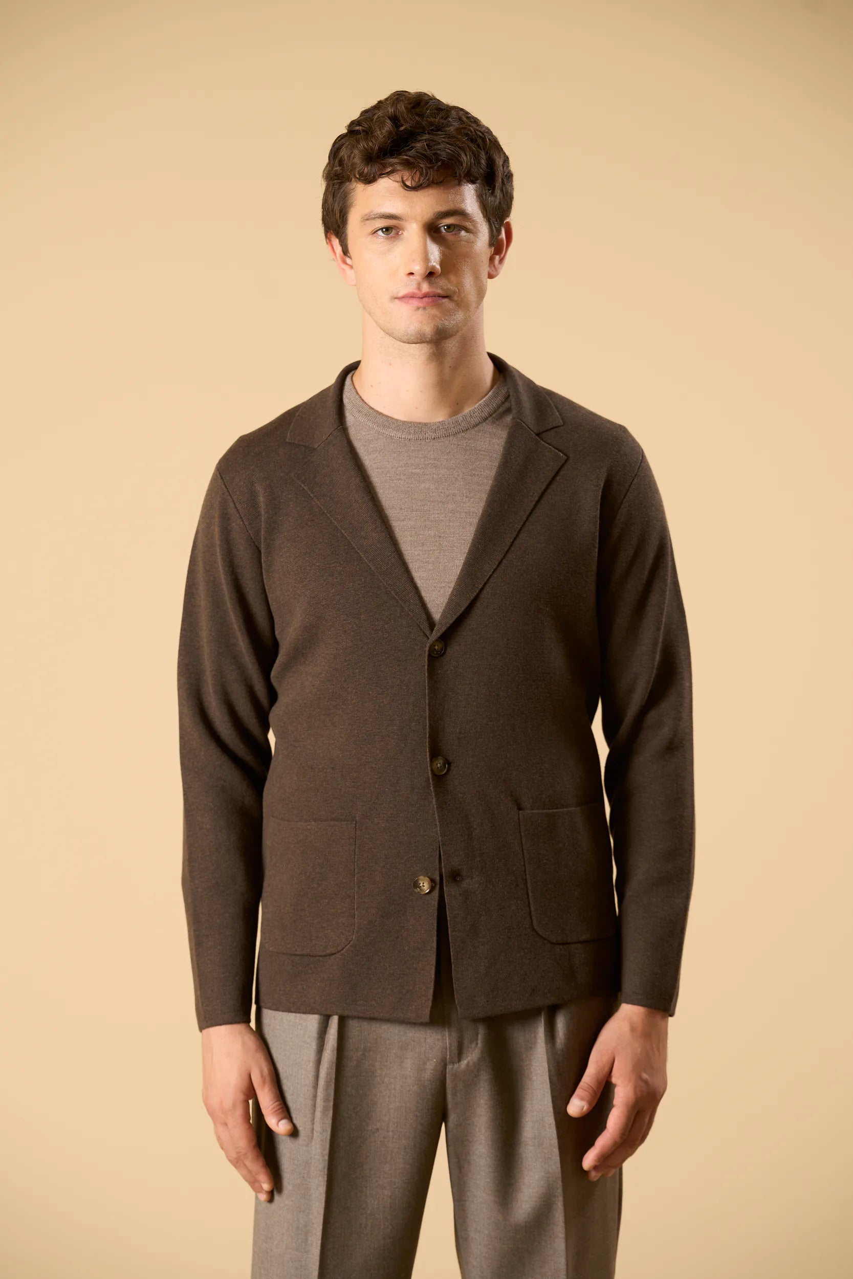 Giacca maglia moro cotone punto milano Angelico 4