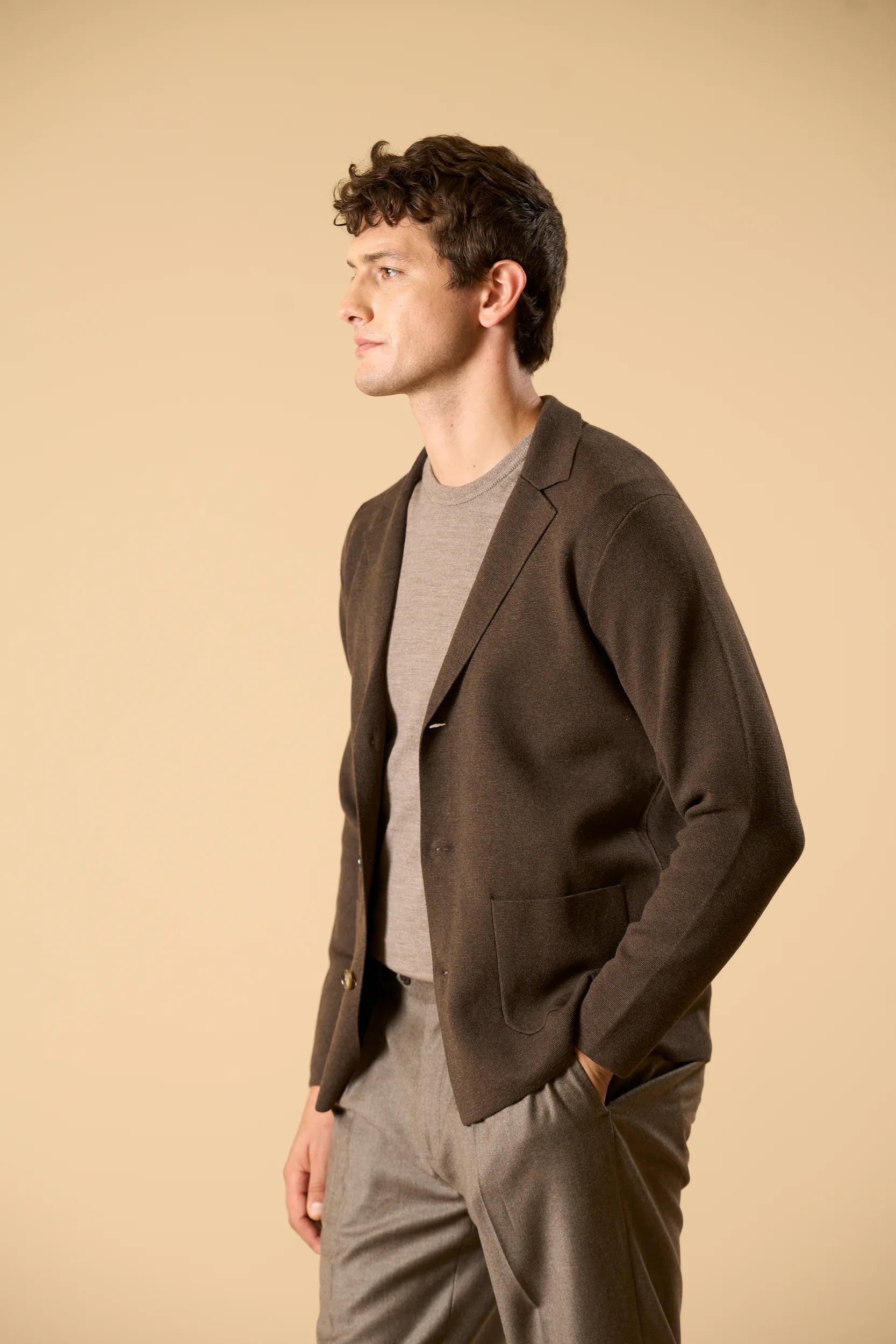 Giacca maglia moro cotone punto milano Angelico 3