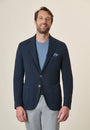 Giacca blu cotone lino viscosa regular fit