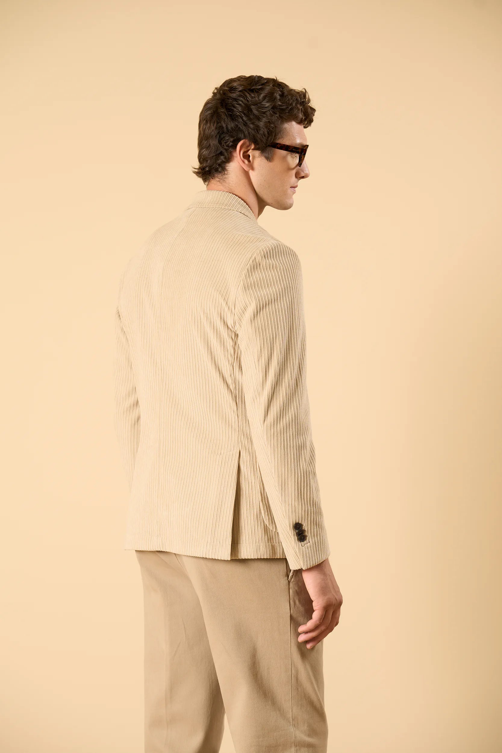 Giacca beige velluto a coste sfoderata custom fit Angelico 6