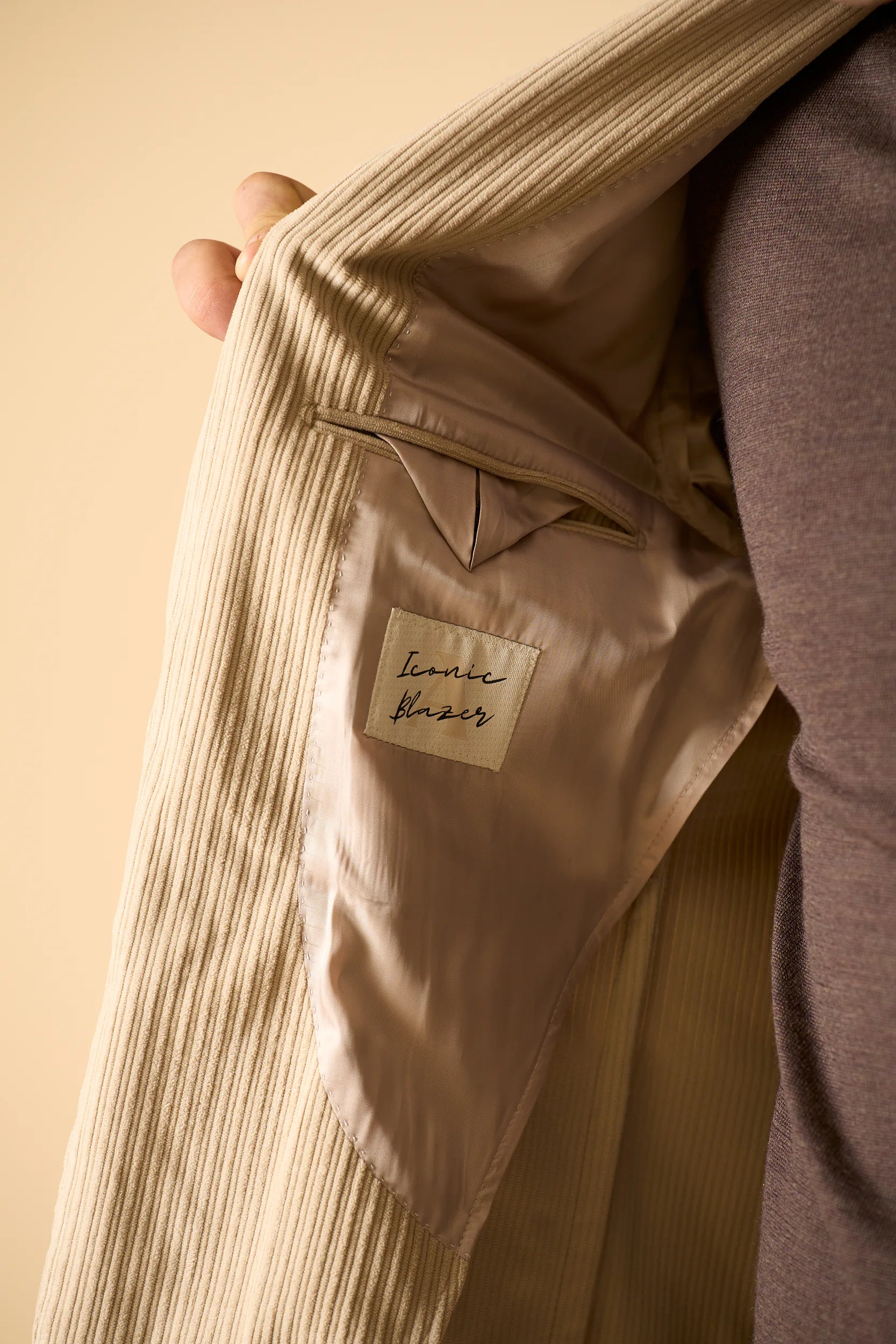 Giacca beige velluto a coste sfoderata custom fit Angelico 5